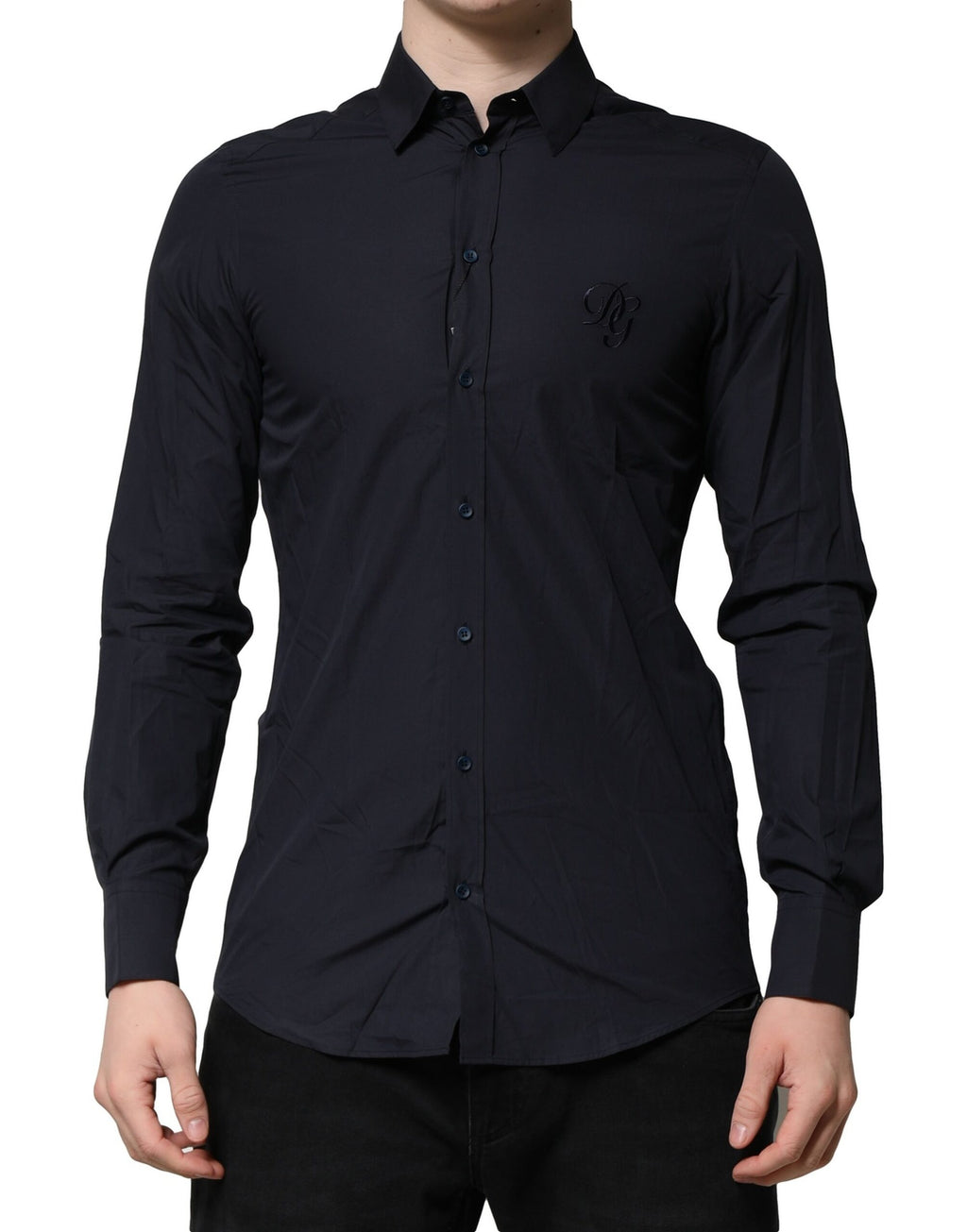Chemise habillée en coton MARTINI bleu foncé Dolce & Gabbana