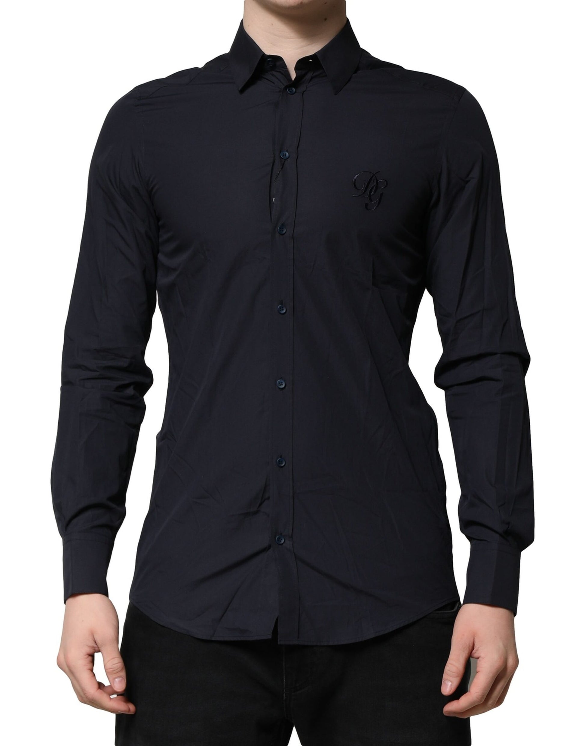 Chemise habillée en coton MARTINI bleu foncé Dolce & Gabbana