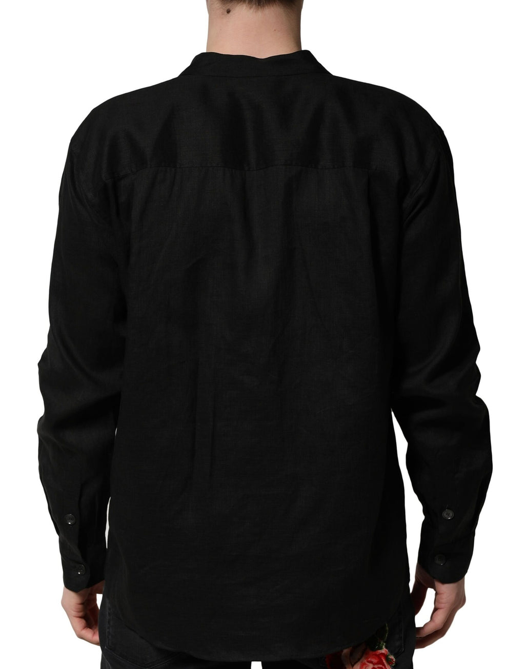 Chemise décontractée homme Dolce & Gabbana en lin noir à manches longues