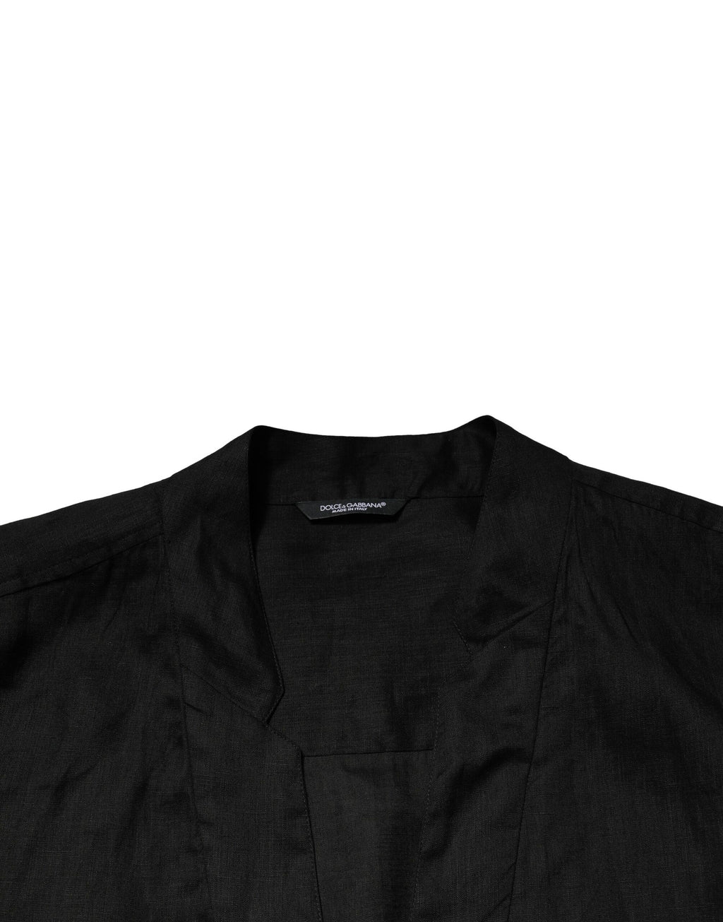 Chemise décontractée homme Dolce & Gabbana en lin noir à manches longues