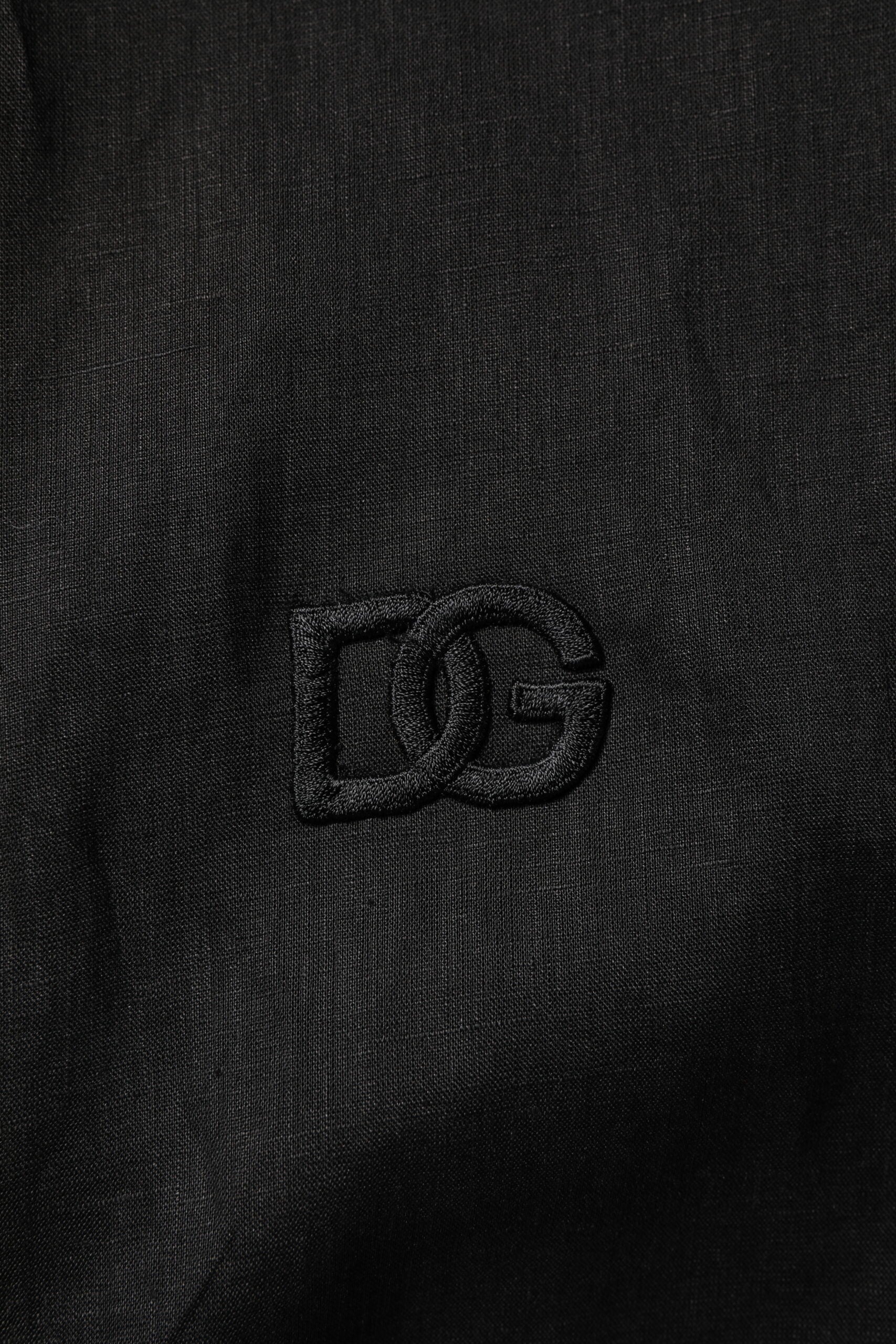Chemise décontractée homme Dolce & Gabbana en lin noir à manches longues