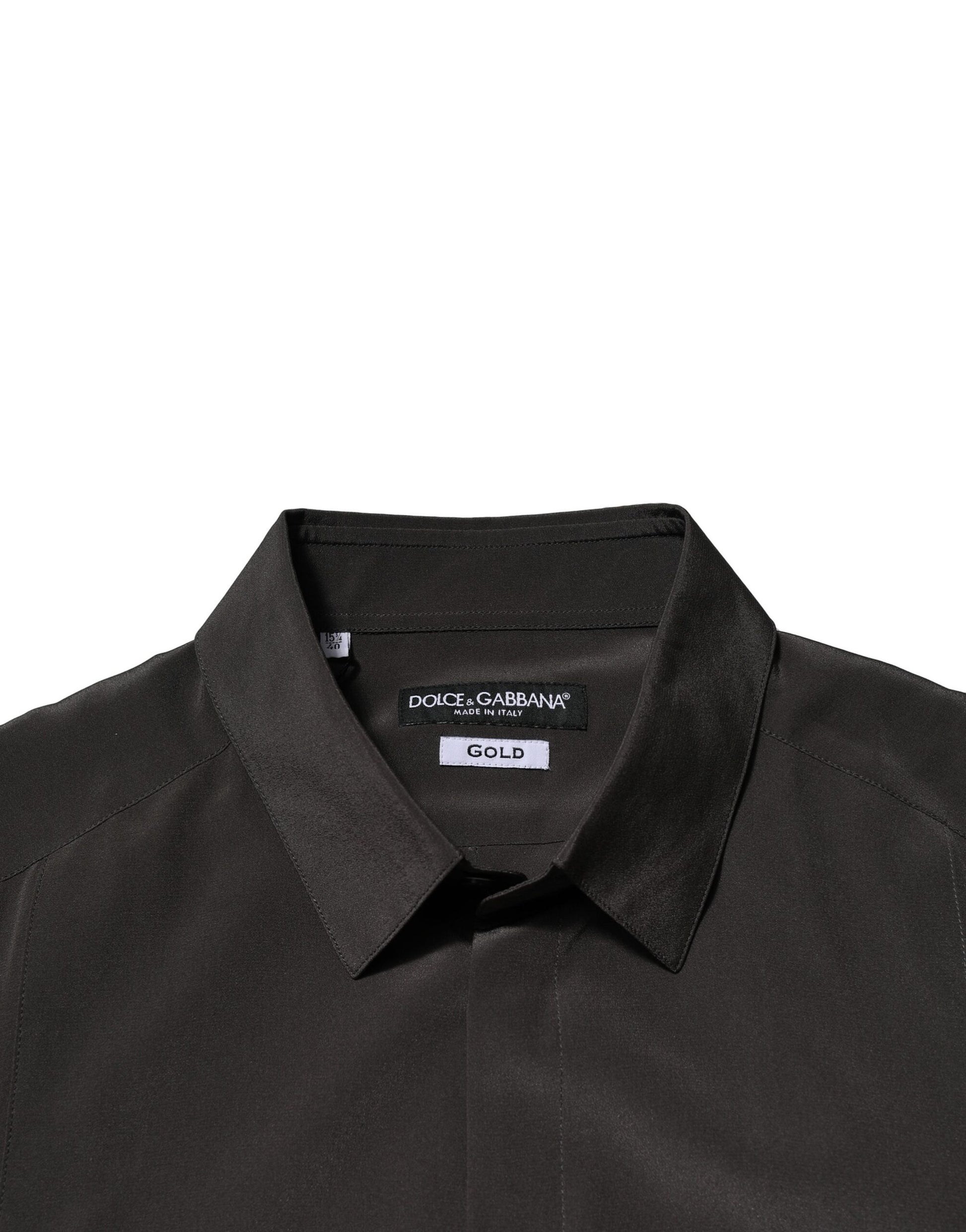 Chemise habillée Dolce & Gabbana en soie marron foncé GOLD pour homme