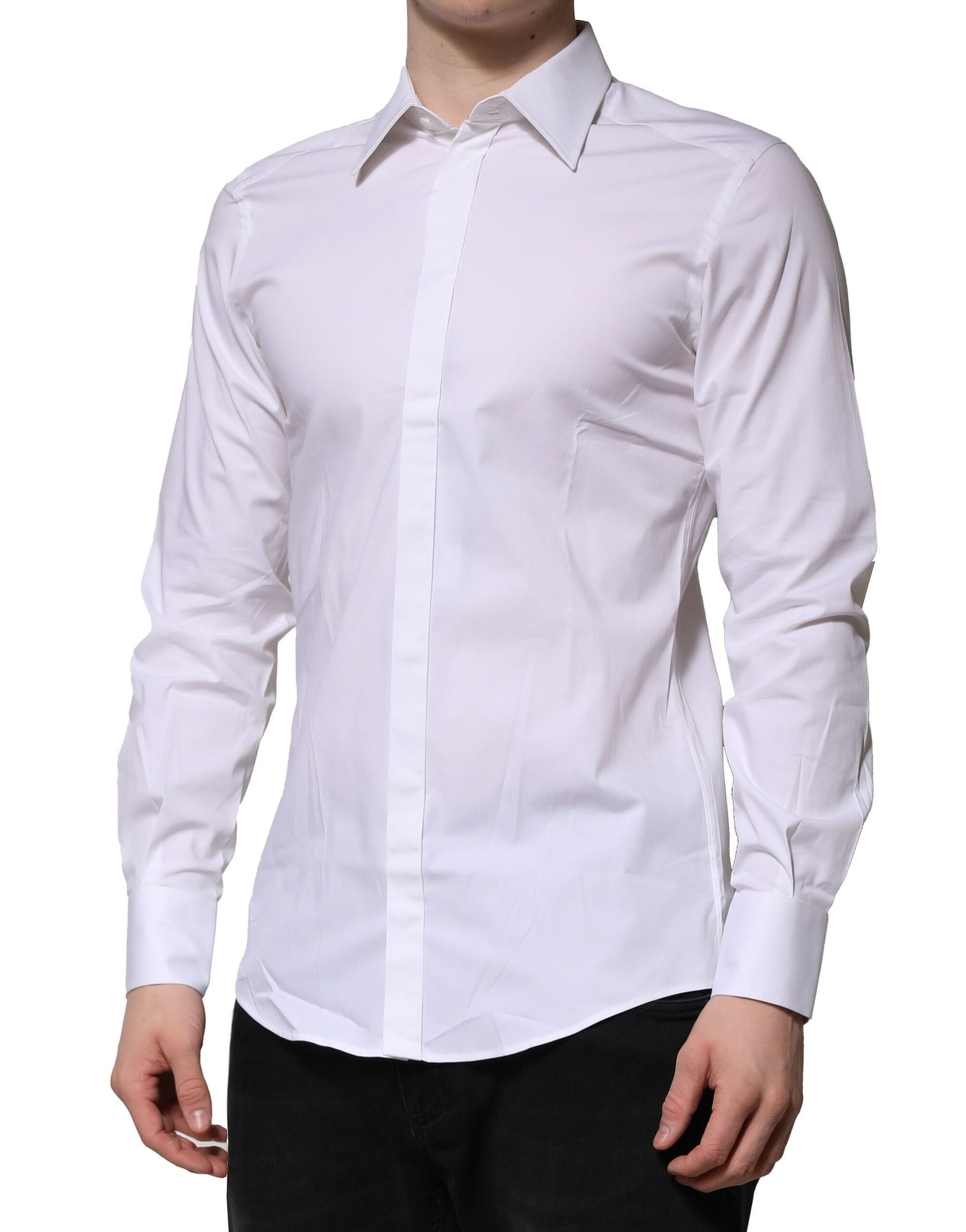 Chemise habillée Dolce & Gabbana Martini à manches longues blanche