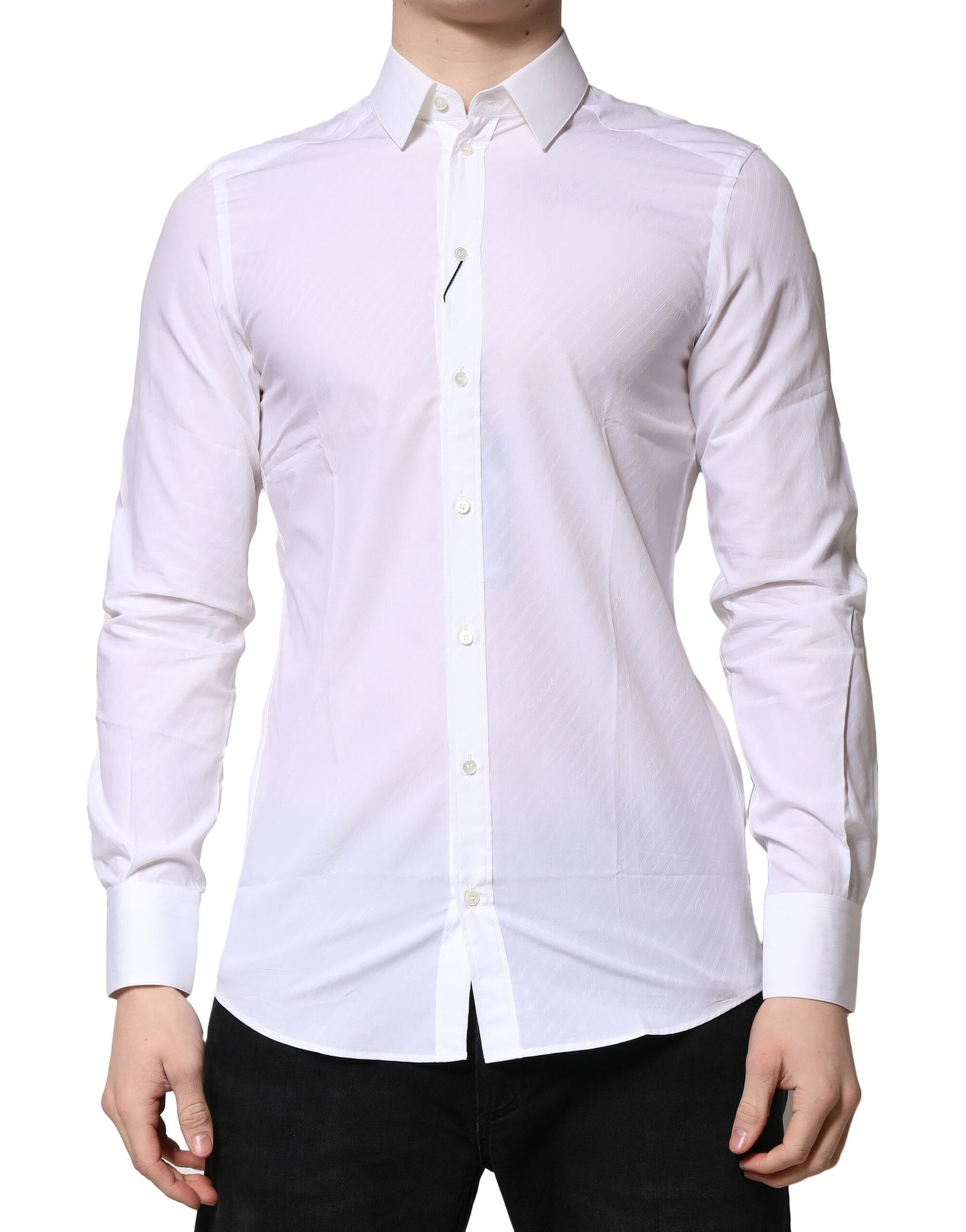Chemise habillée Dolce & Gabbana Martini à manches longues blanche