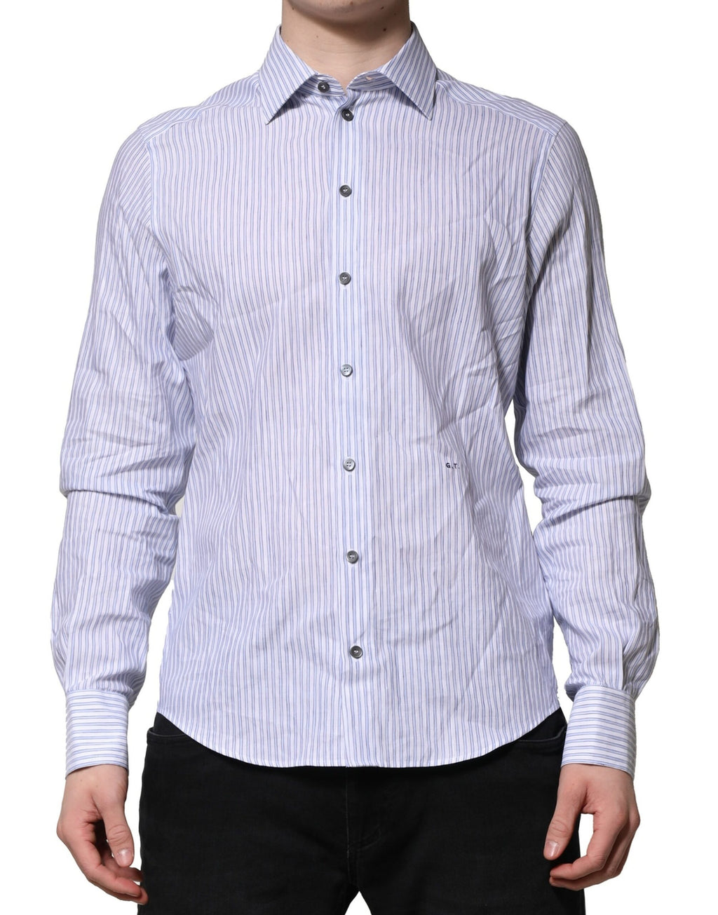 Chemise habillée Dolce & Gabbana en coton à rayures blanches et bleues