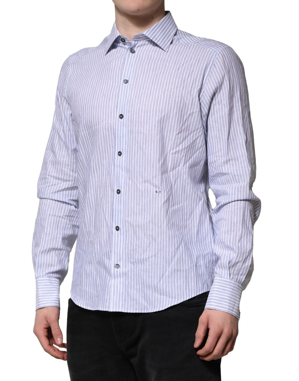 Chemise habillée Dolce & Gabbana en coton à rayures blanches et bleues