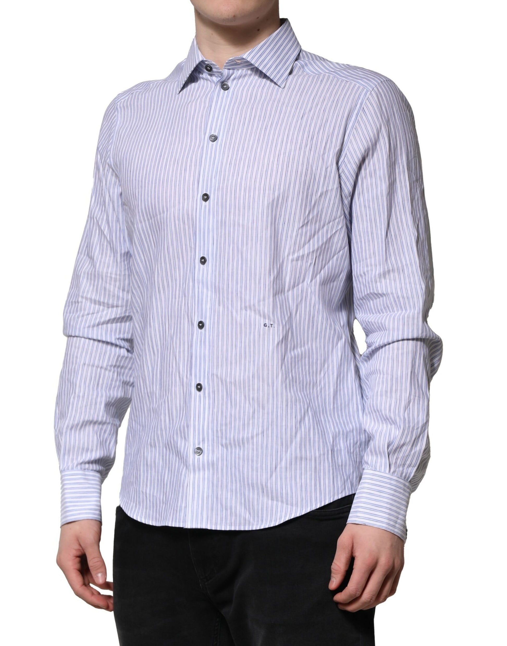 Chemise habillée Dolce & Gabbana en coton à rayures blanches et bleues