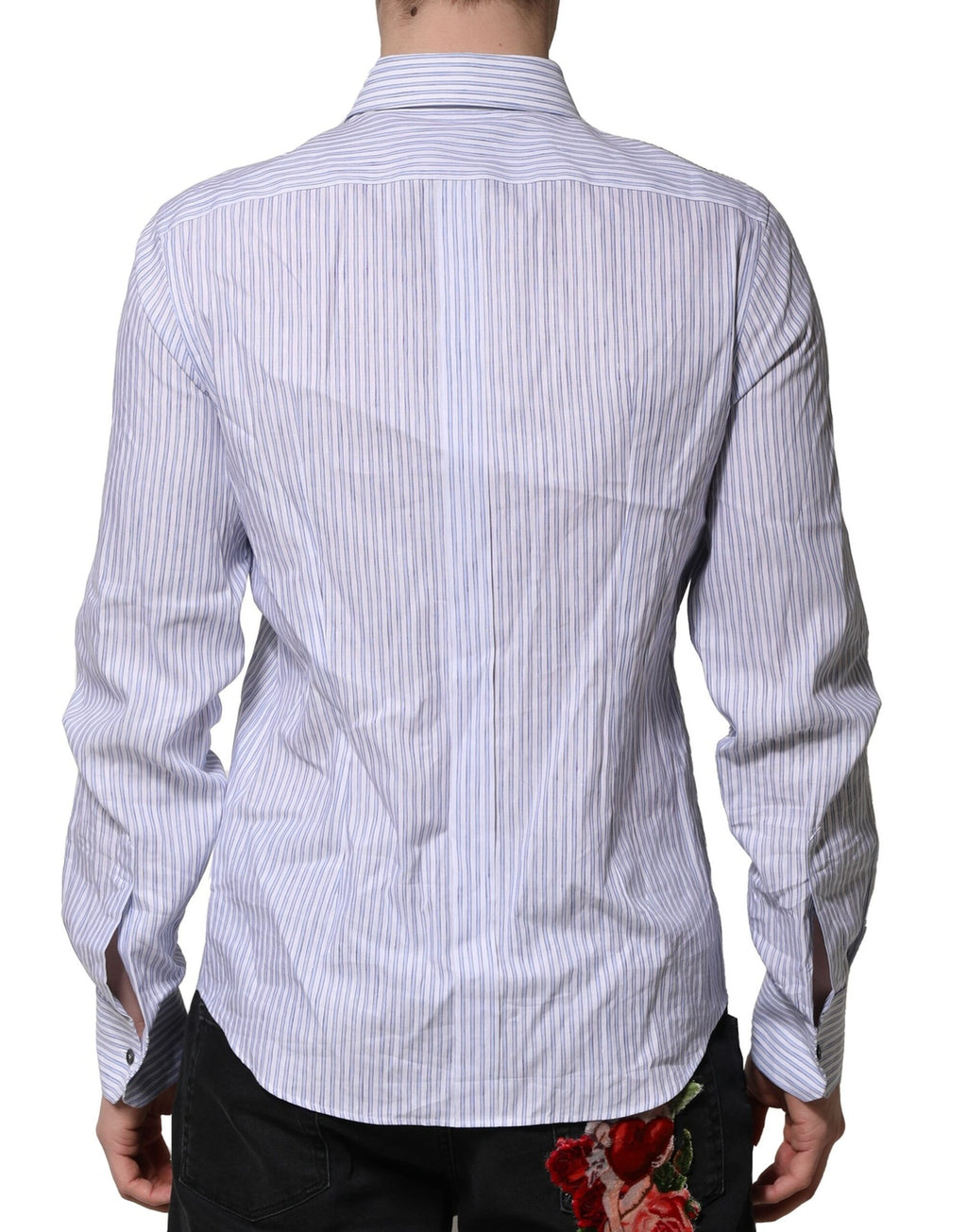 Chemise habillée Dolce & Gabbana en coton à rayures blanches et bleues