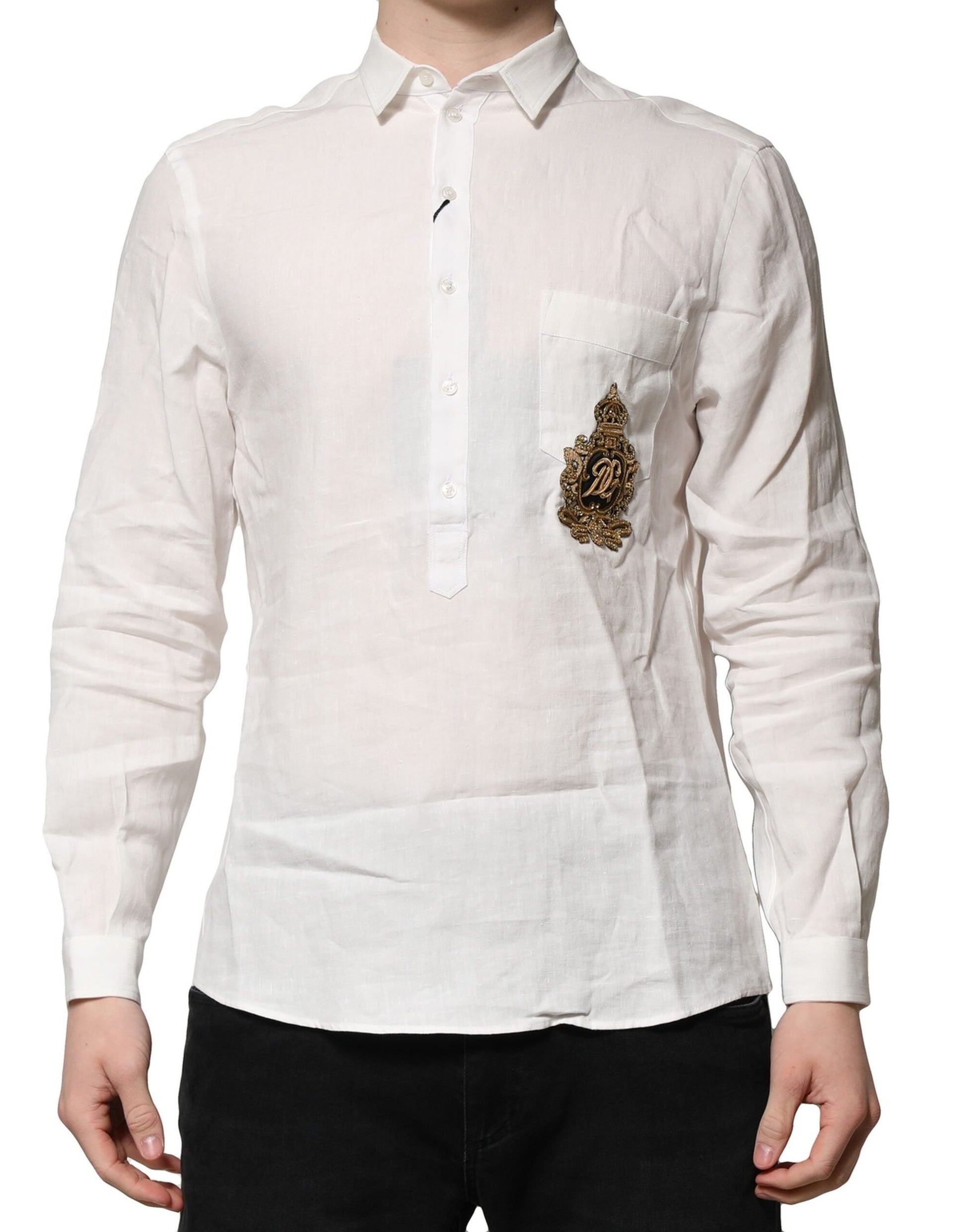 Chemise habillée Dolce & Gabbana blanche ornée d'une couronne DG