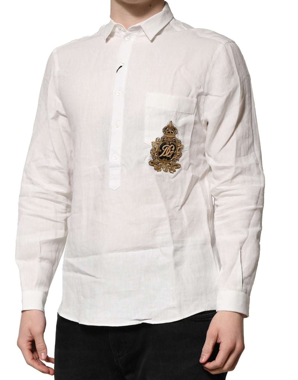 Chemise habillée Dolce & Gabbana blanche ornée d'une couronne DG