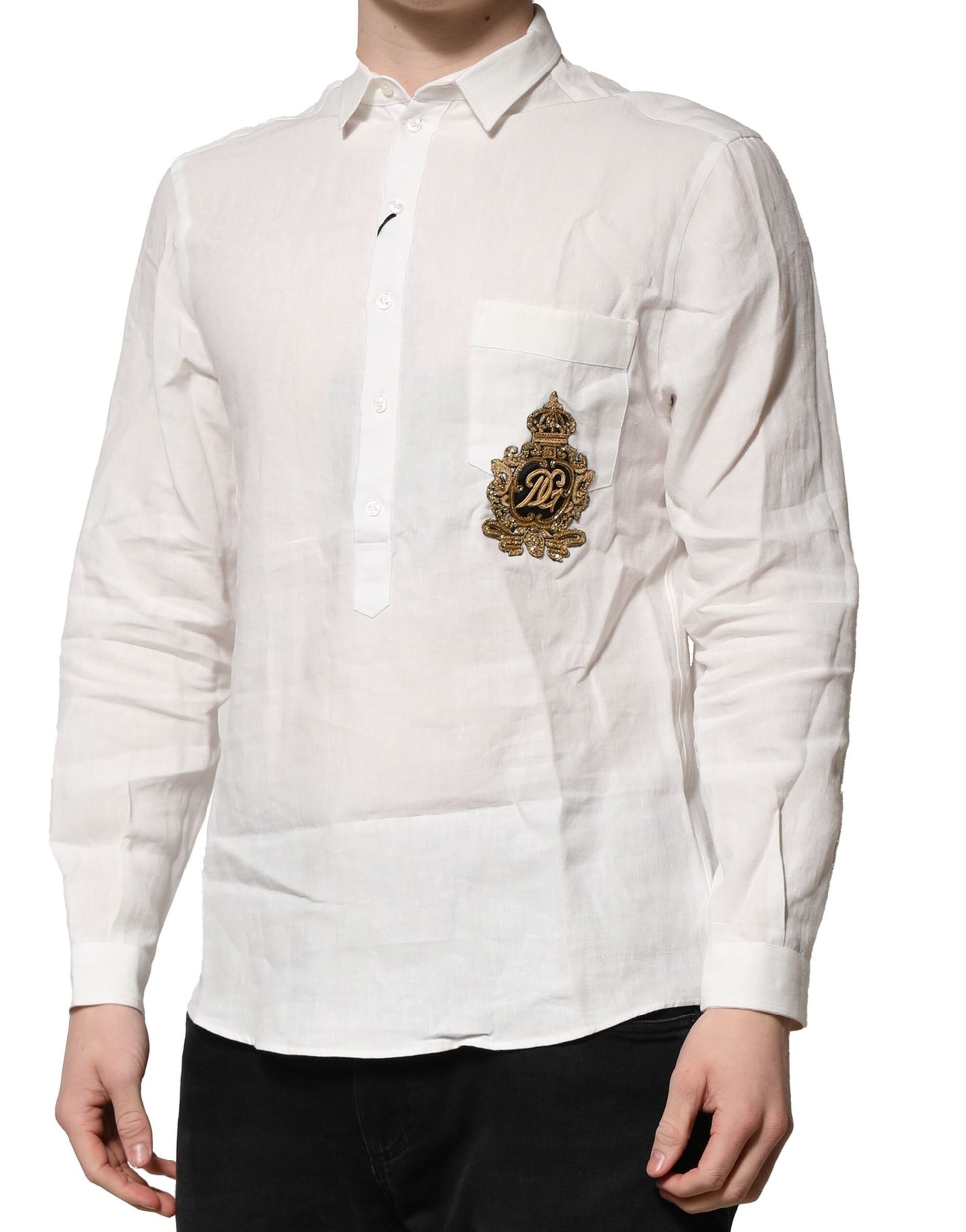 Chemise habillée Dolce & Gabbana blanche ornée d'une couronne DG