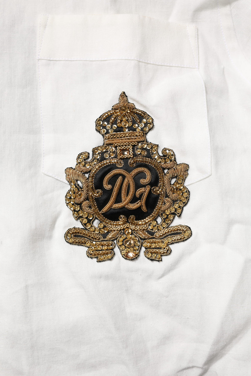 Chemise habillée Dolce & Gabbana blanche ornée d'une couronne DG