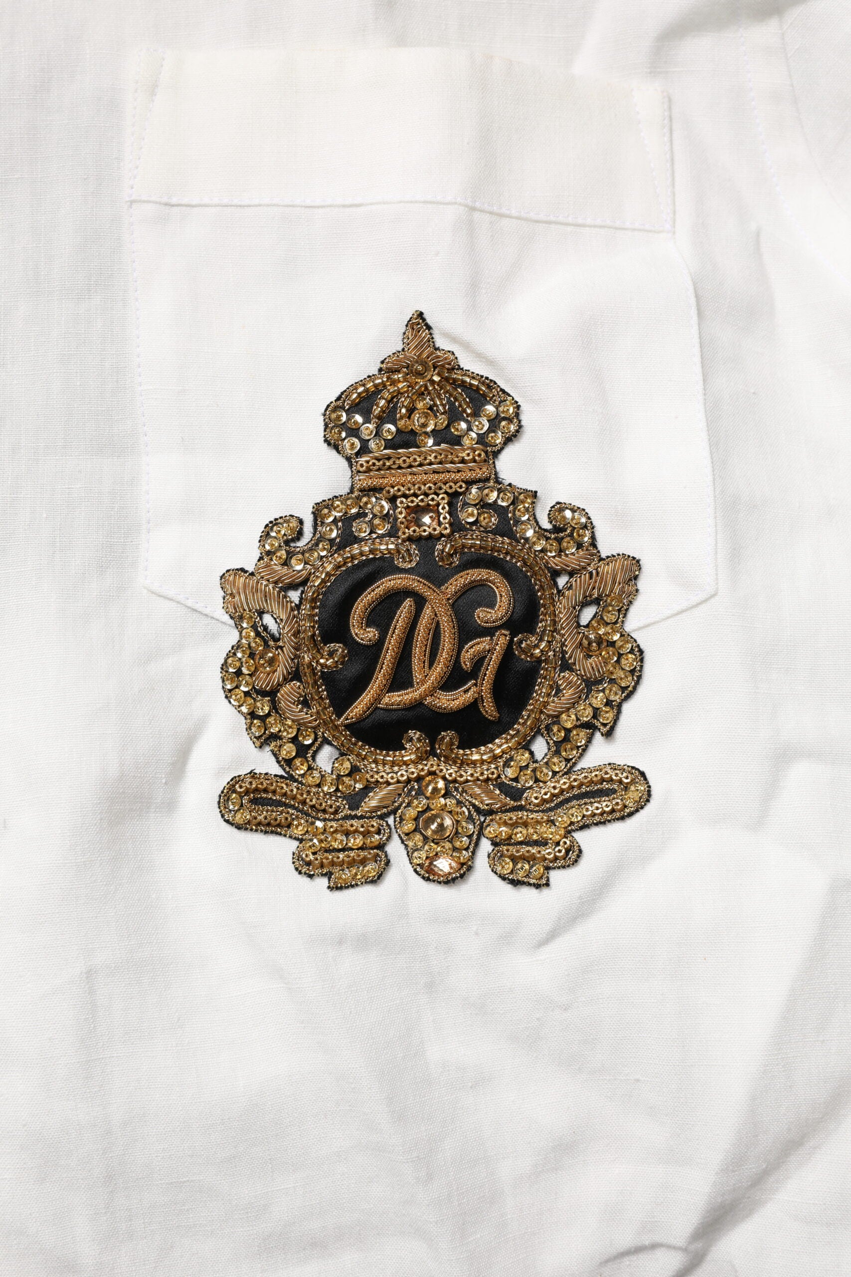 Chemise habillée Dolce & Gabbana blanche ornée d'une couronne DG