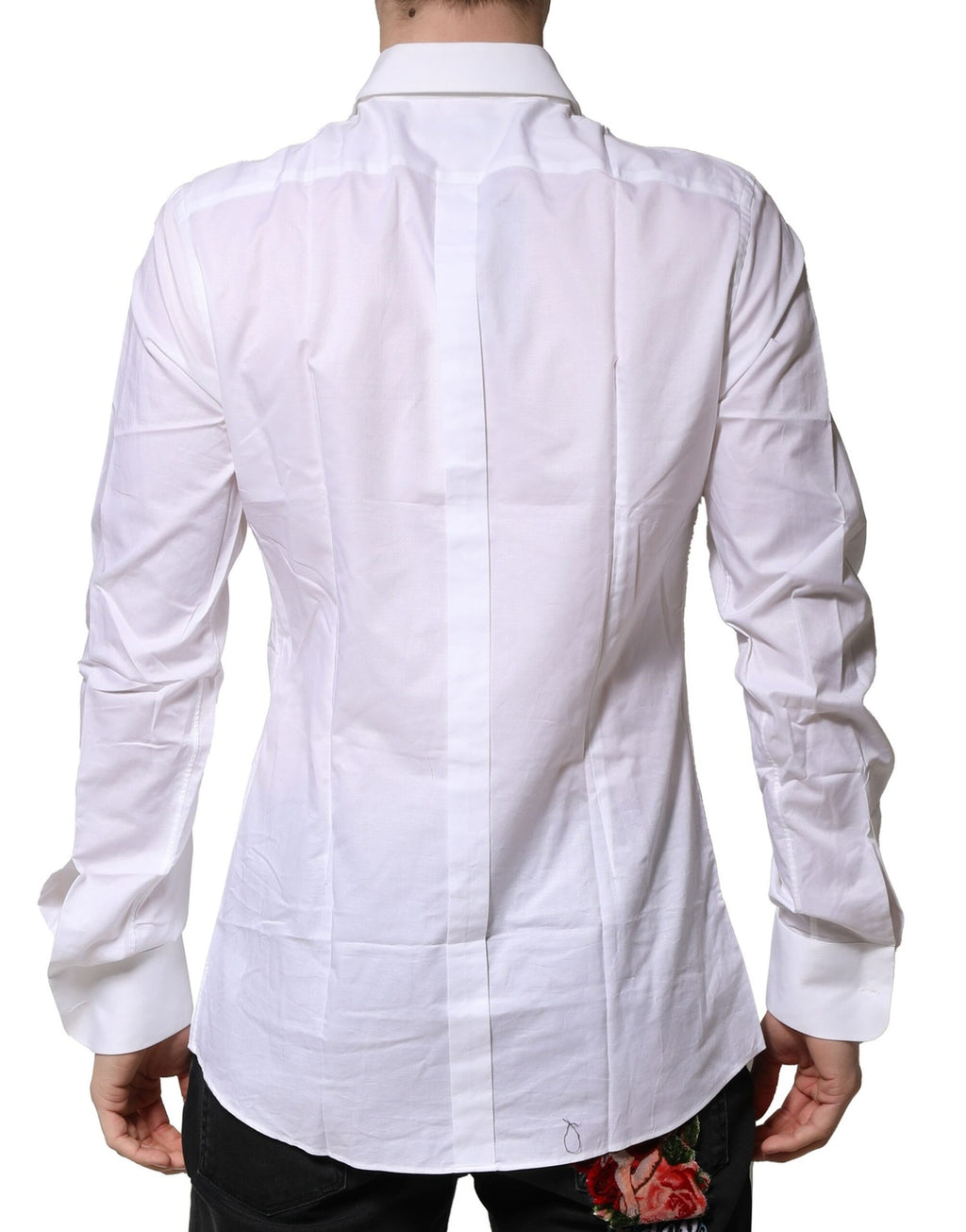 Chemise Homme Coton Popeline Blanche à Plastron Doré Dolce & Gabbana