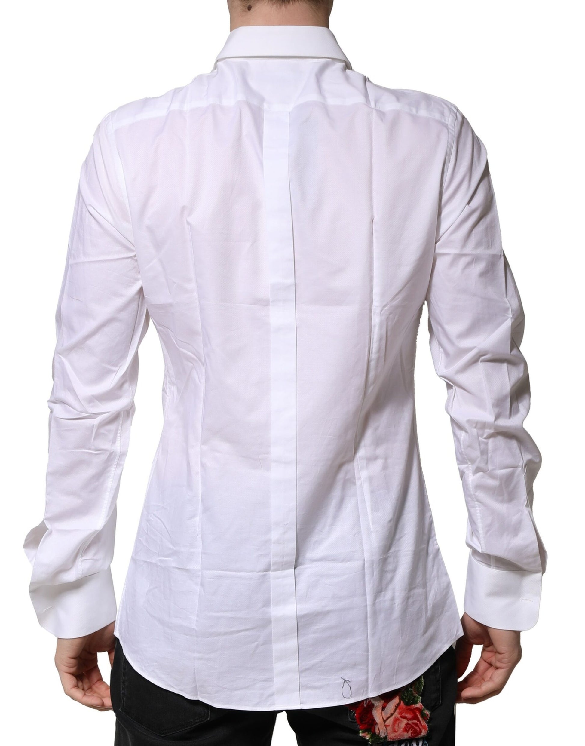 Chemise Homme Coton Popeline Blanche à Plastron Doré Dolce & Gabbana