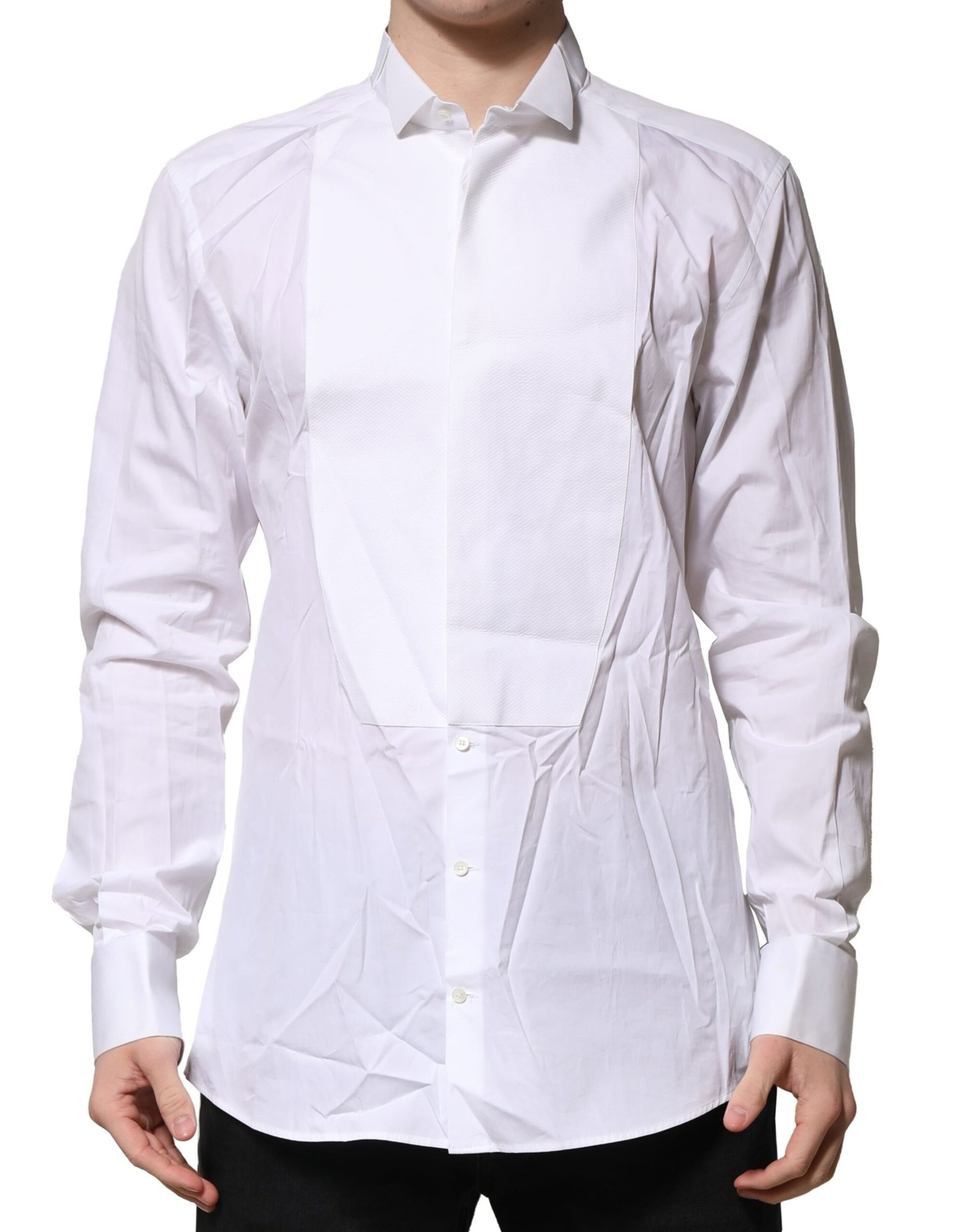 Chemise habillée Dolce & Gabbana GOLD Bib Poplin blanche pour homme