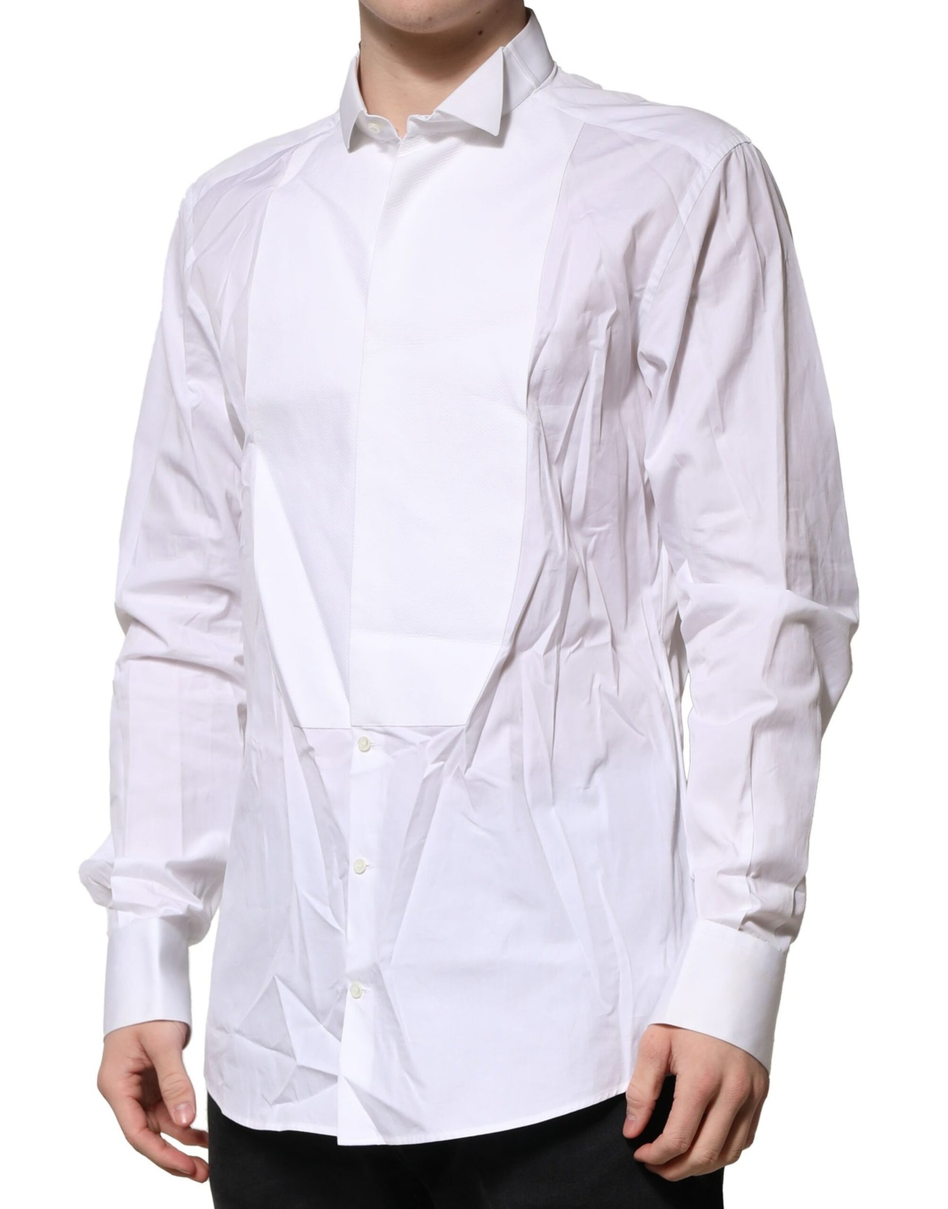 Chemise habillée Dolce & Gabbana GOLD Bib Poplin blanche pour homme