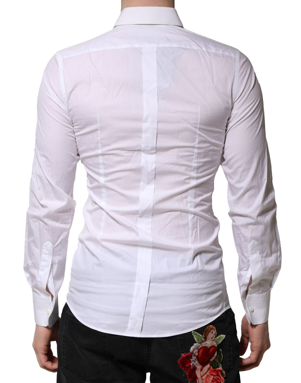 Chemise homme de cérémonie Dolce & Gabbana GOLD broderie florale blanche