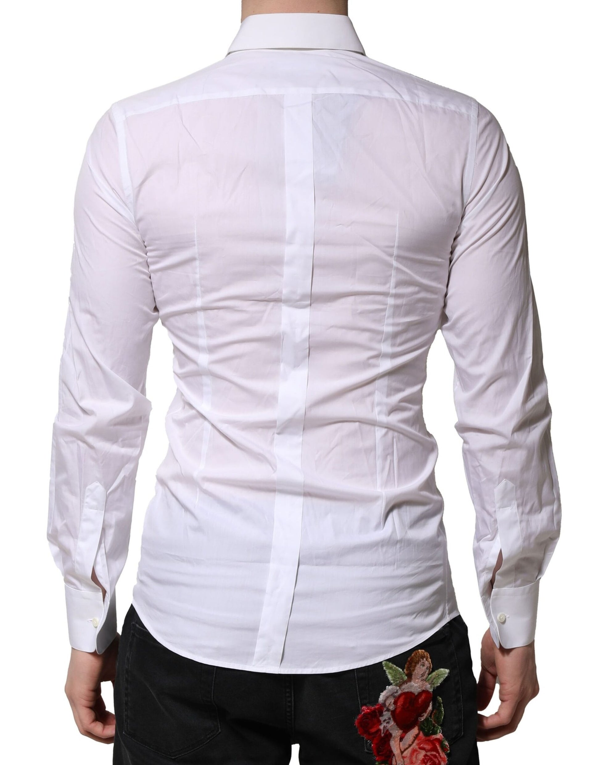 Chemise homme de cérémonie Dolce & Gabbana GOLD broderie florale blanche