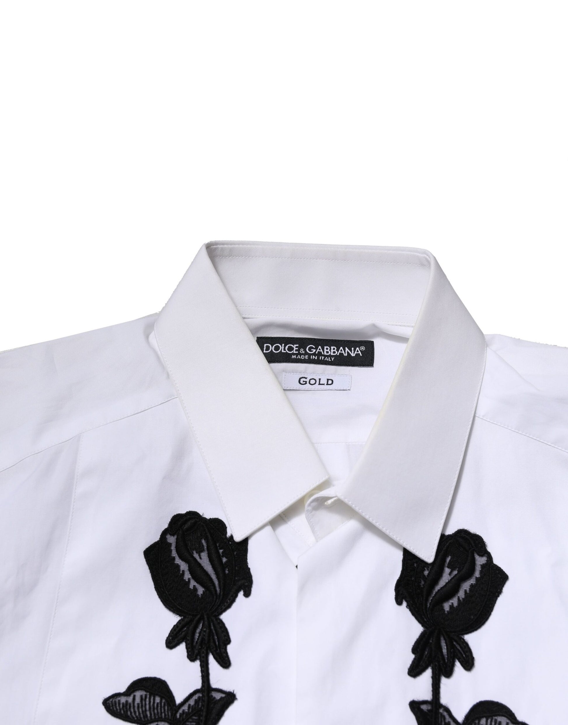 Chemise homme de cérémonie Dolce & Gabbana GOLD broderie florale blanche