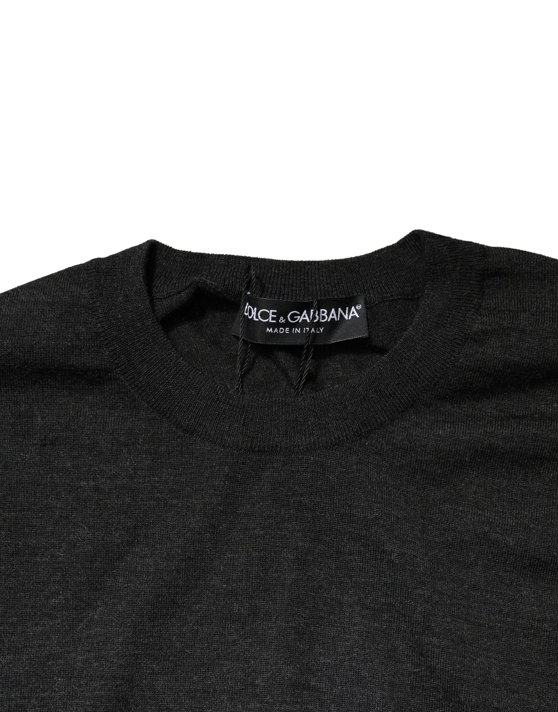 Pull Dolce & Gabbana gris à manches longues et col rond