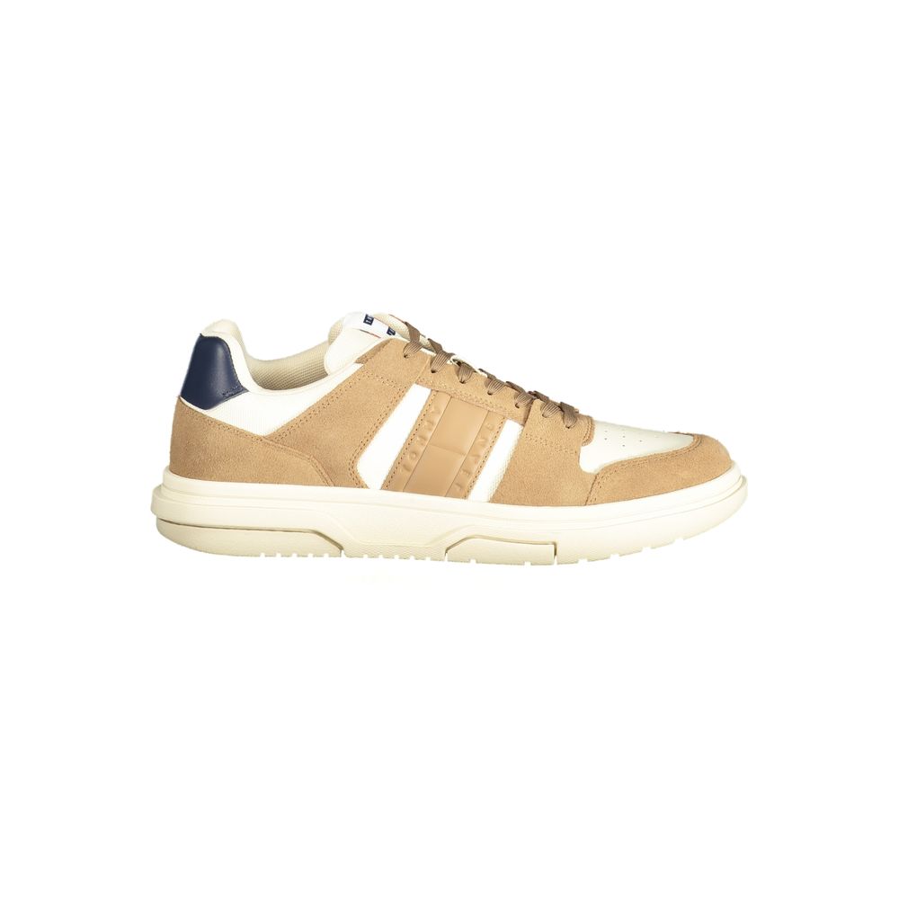 Baskets en cuir beige pour homme Tommy Hilfiger