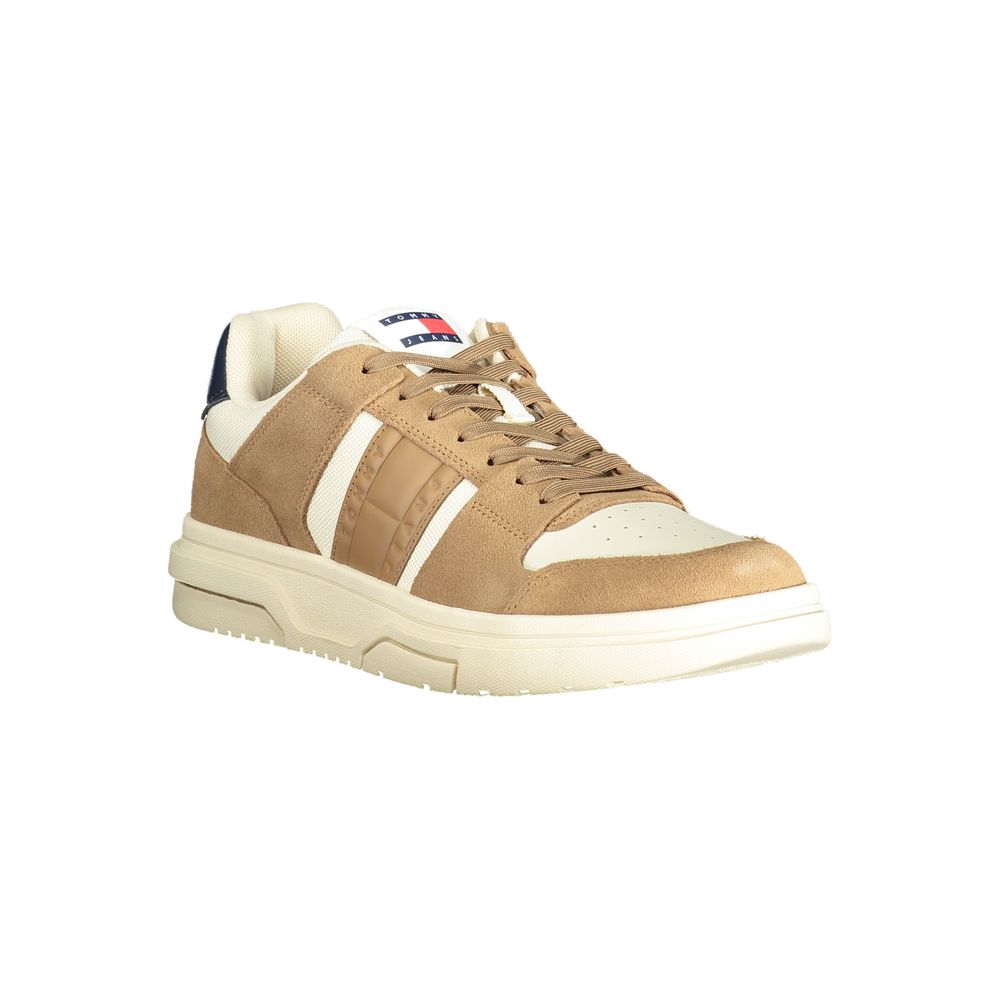 Baskets en cuir beige pour homme Tommy Hilfiger