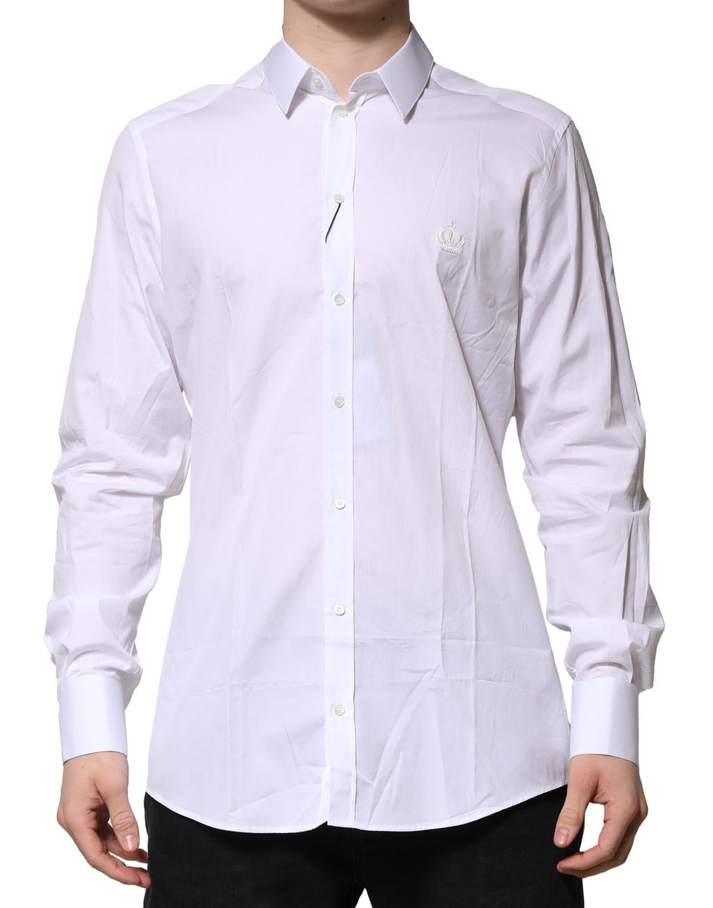 Chemise Habillée Manches Longues Dolce & Gabbana GOLD en Coton Blanc