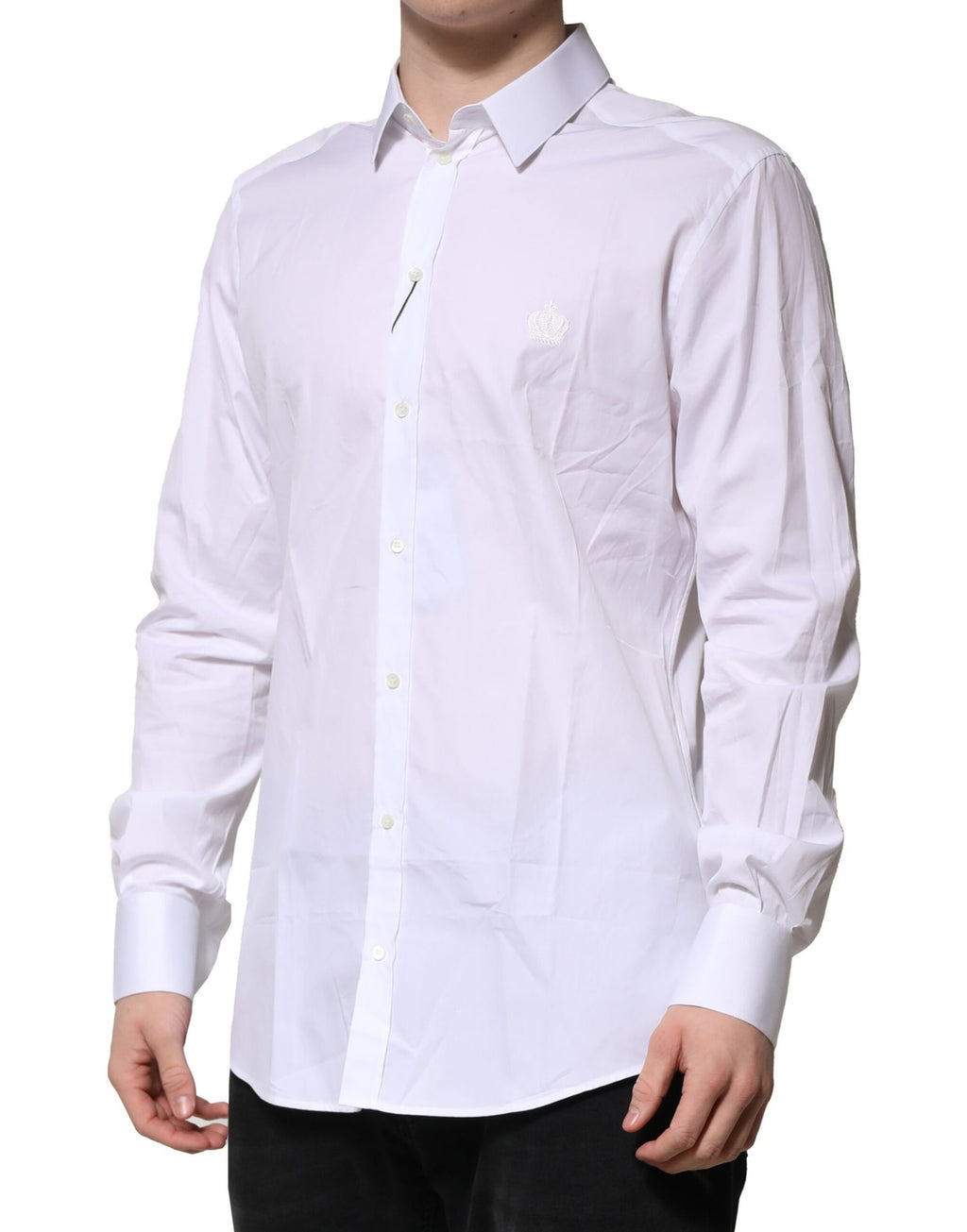 Chemise Habillée Manches Longues Dolce & Gabbana GOLD en Coton Blanc