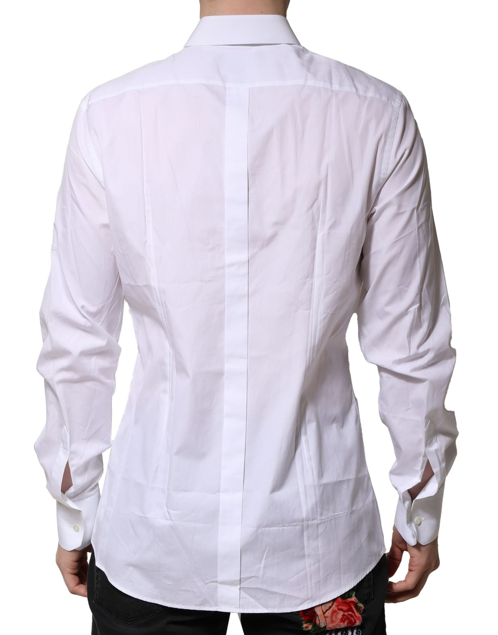 Chemise Habillée Manches Longues Dolce & Gabbana GOLD en Coton Blanc
