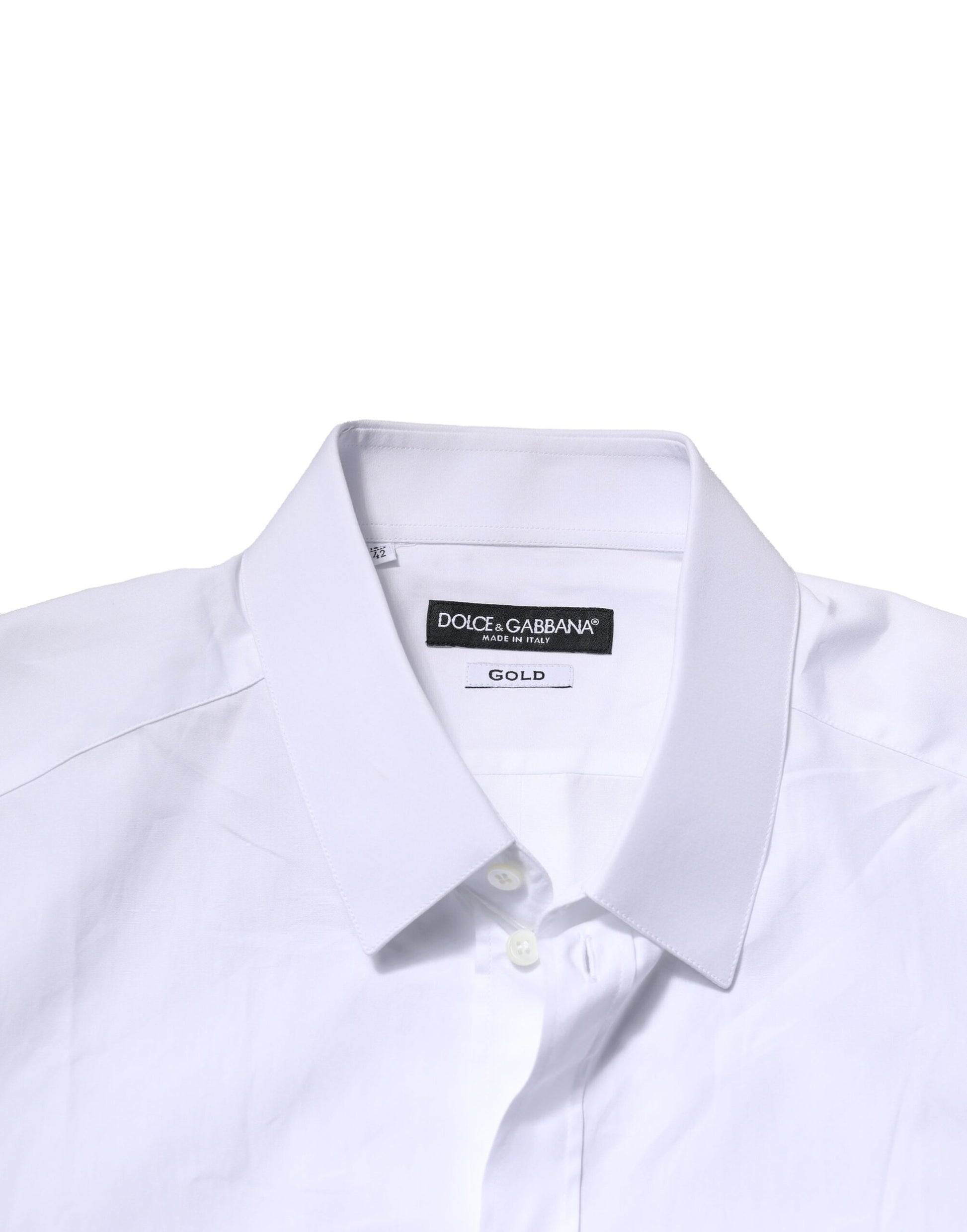 Chemise Habillée Manches Longues Dolce & Gabbana GOLD en Coton Blanc