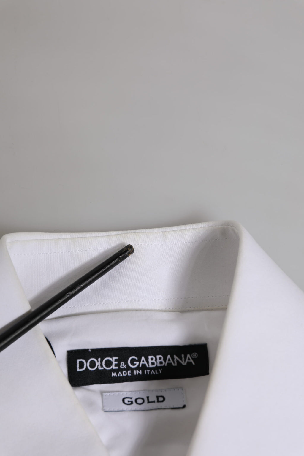 Chemise Habillée Manches Longues Dolce & Gabbana GOLD en Coton Blanc