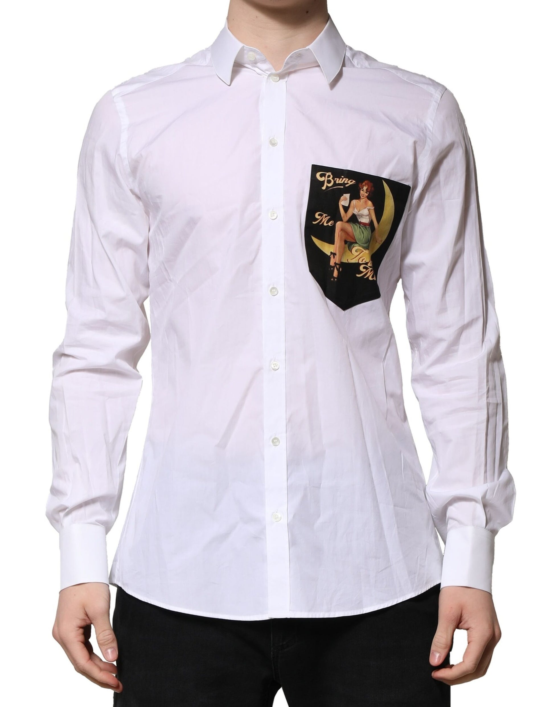 Chemise formelle à manches longues en coton blanc MARTINI Dolce & Gabbana