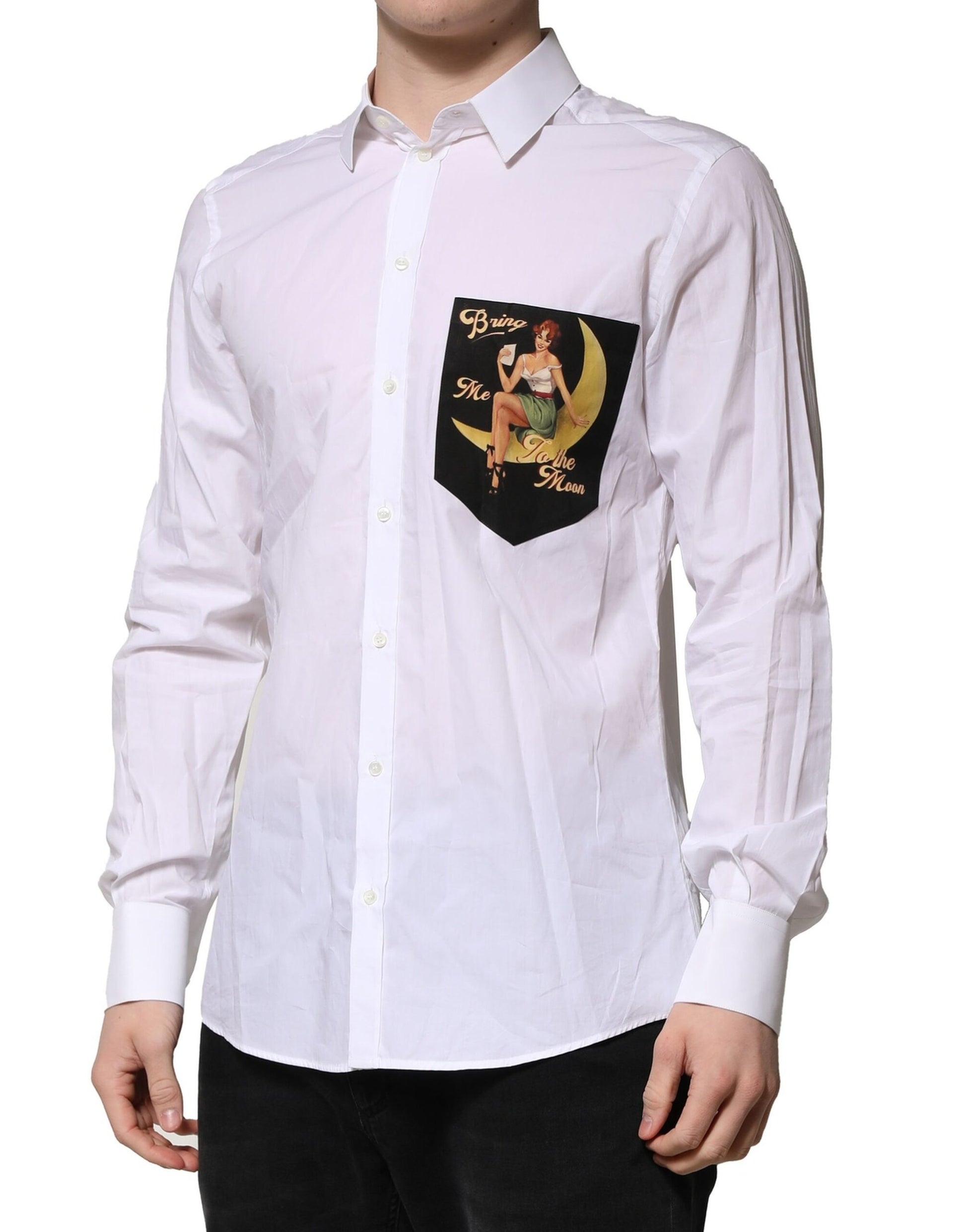 Chemise formelle à manches longues en coton blanc MARTINI Dolce & Gabbana