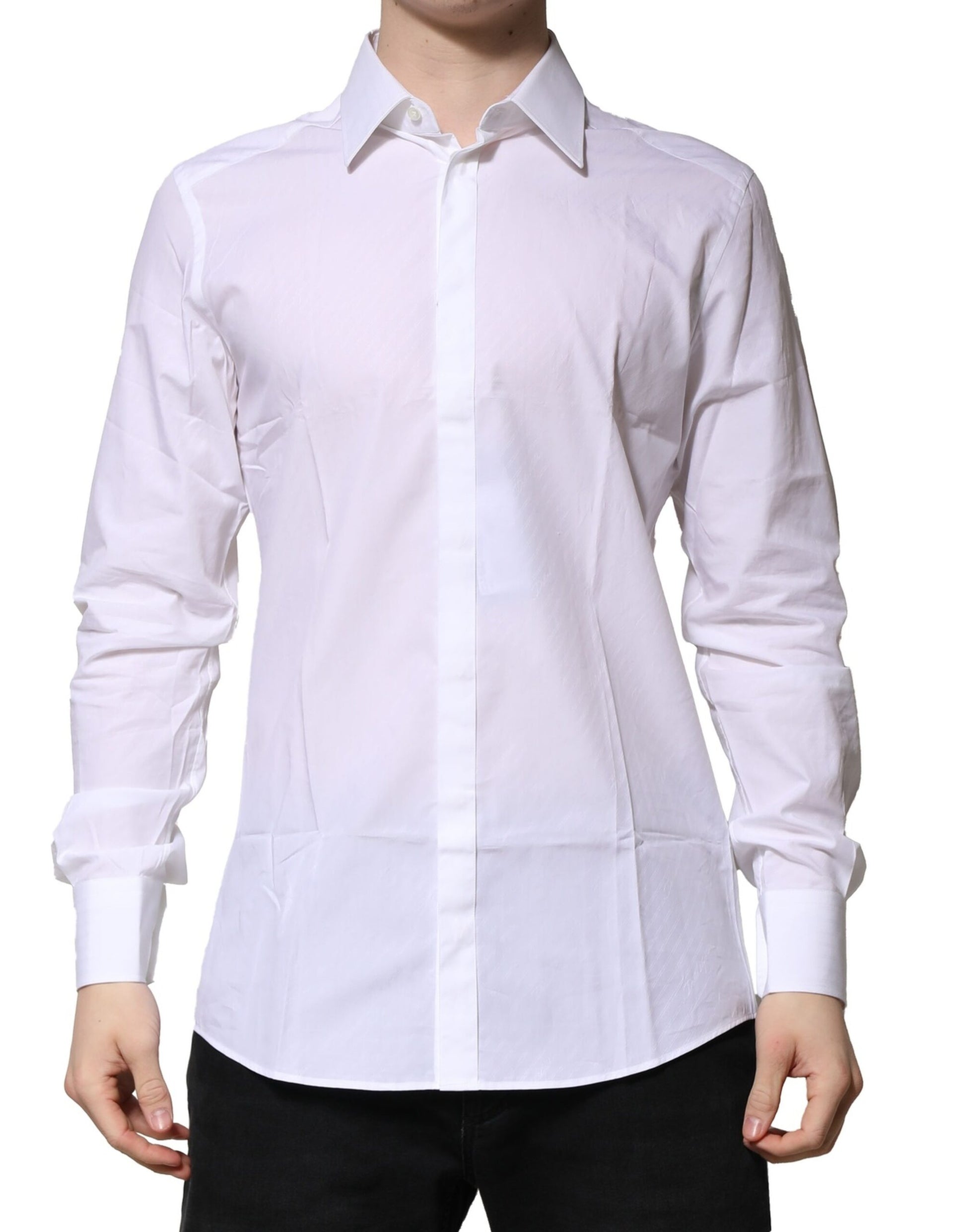 Chemise de cérémonie Dolce & Gabbana en coton blanc à manches longues DORÉE