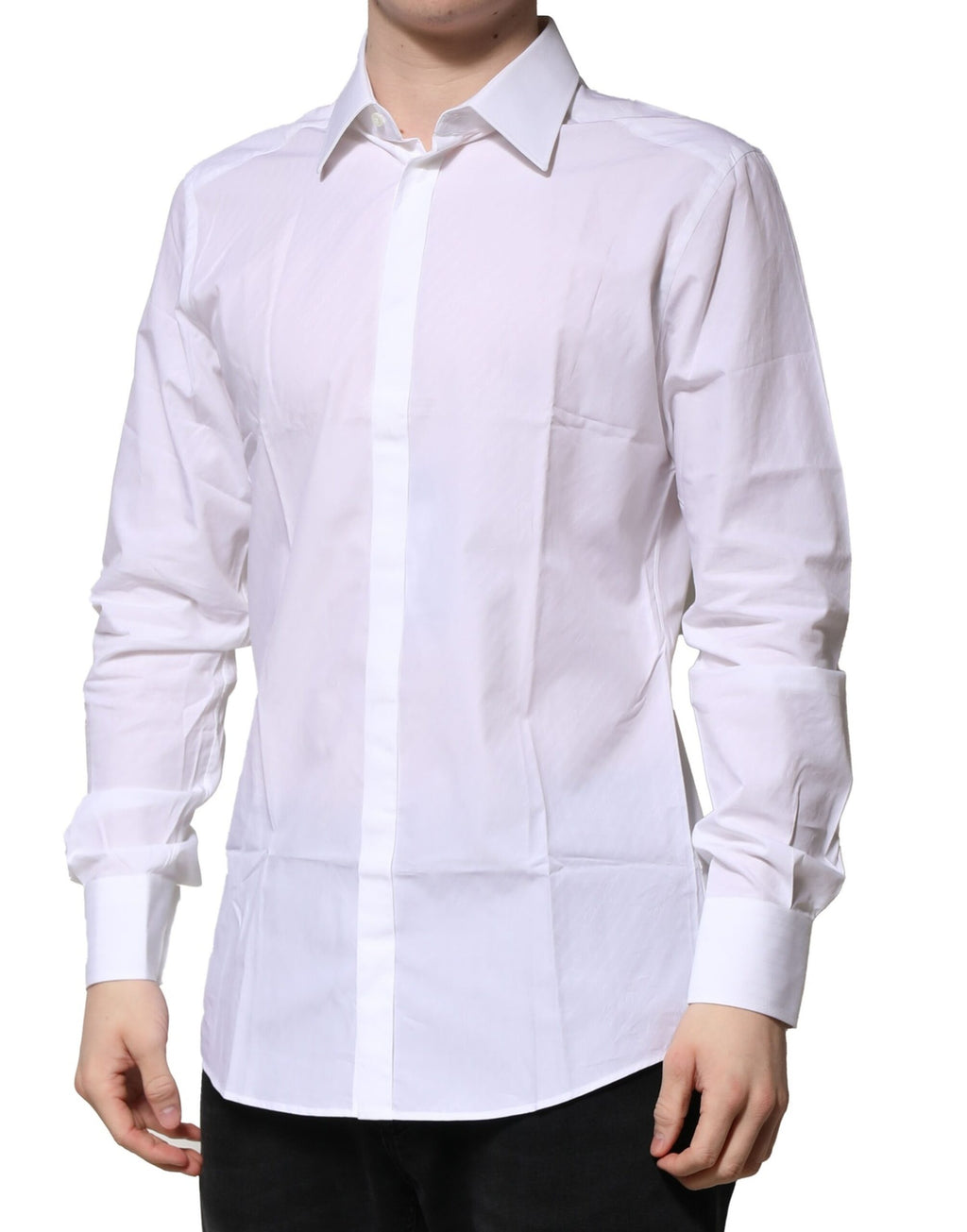Chemise de cérémonie Dolce & Gabbana en coton blanc à manches longues DORÉE