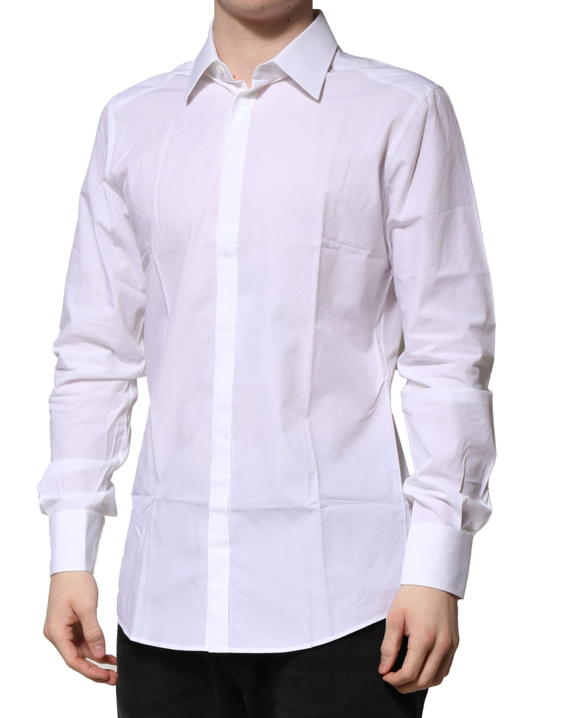 Chemise de cérémonie Dolce & Gabbana en coton blanc à manches longues DORÉE