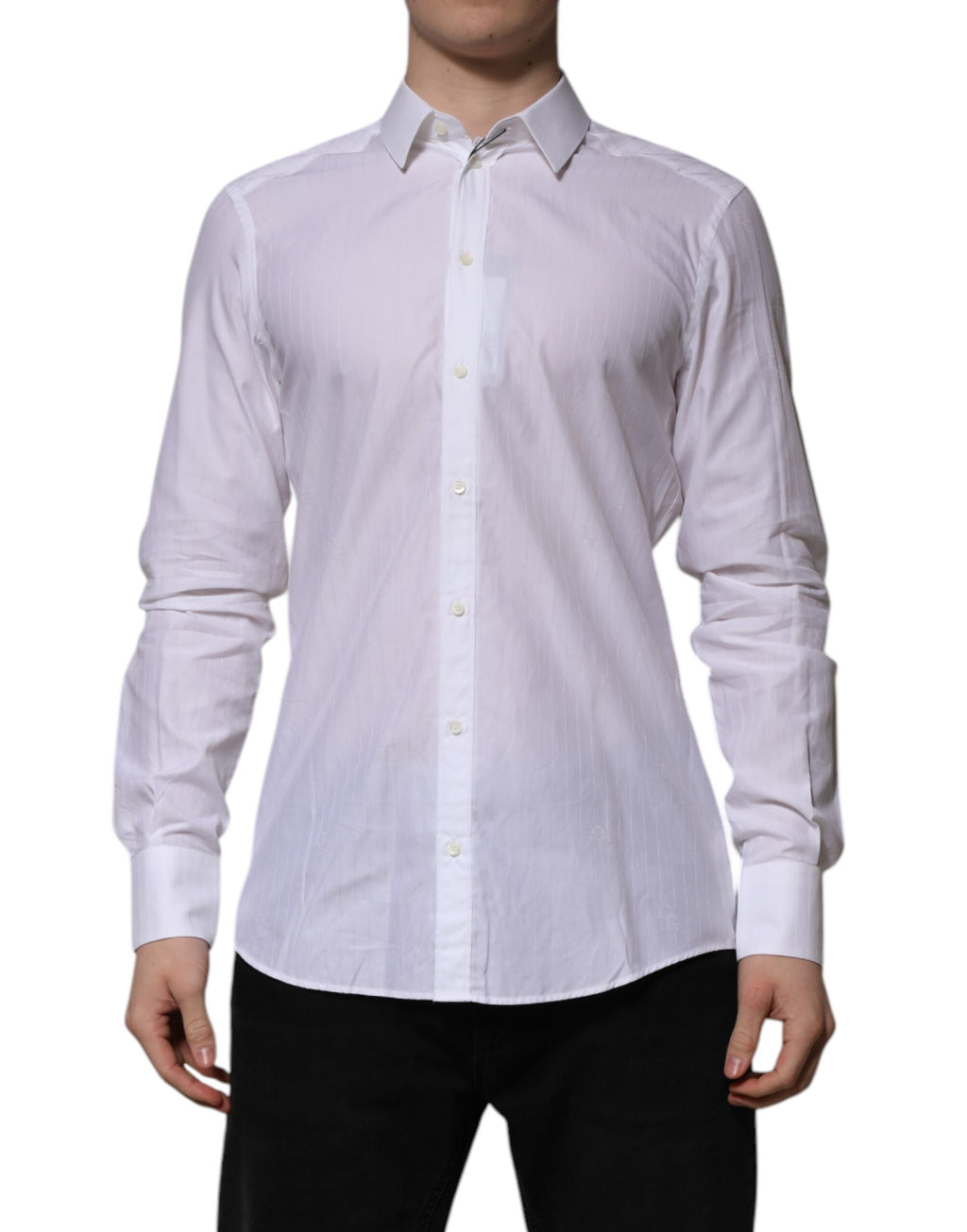 Chemise formelle à manches longues en coton blanc MARTINI Dolce & Gabbana