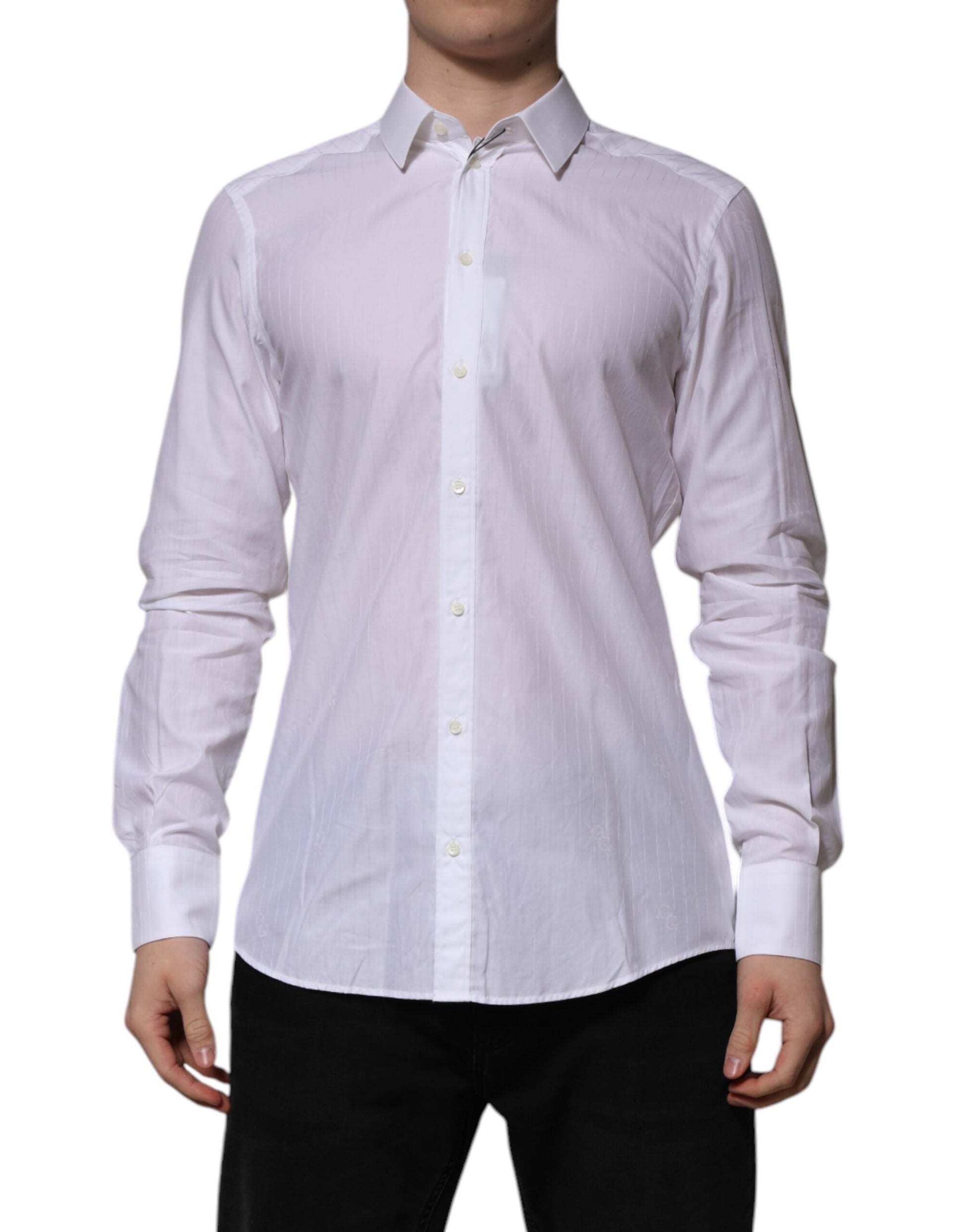 Chemise formelle à manches longues en coton blanc MARTINI Dolce & Gabbana