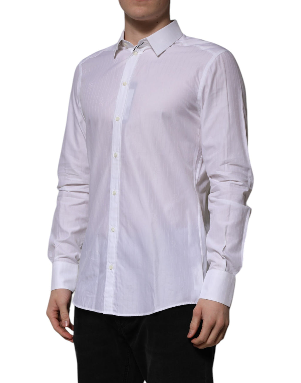 Chemise formelle à manches longues en coton blanc MARTINI Dolce & Gabbana