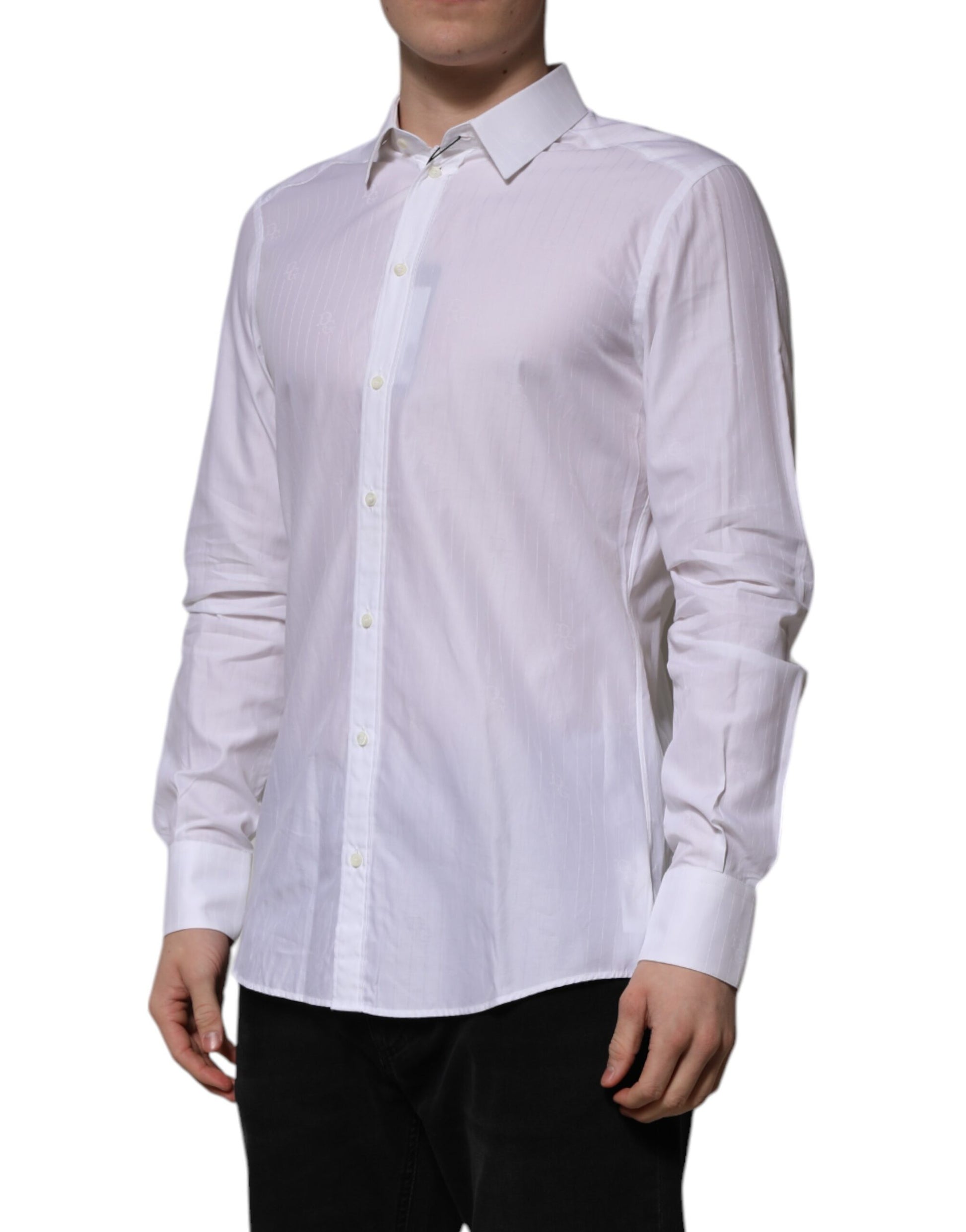 Chemise formelle à manches longues en coton blanc MARTINI Dolce & Gabbana