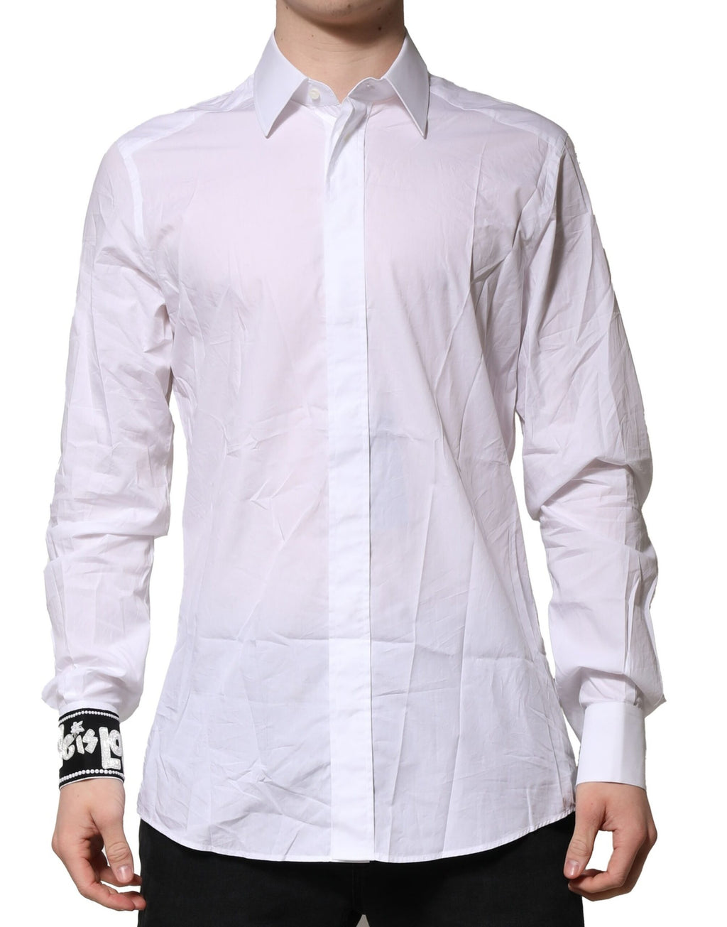 Chemise Habillée Manches Longues Dolce & Gabbana GOLD en Coton Blanc