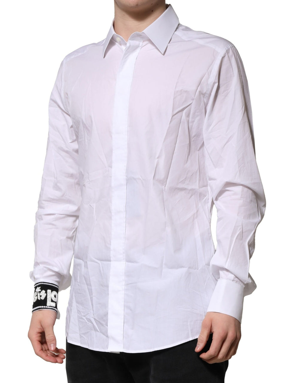 Chemise Habillée Manches Longues Dolce & Gabbana GOLD en Coton Blanc