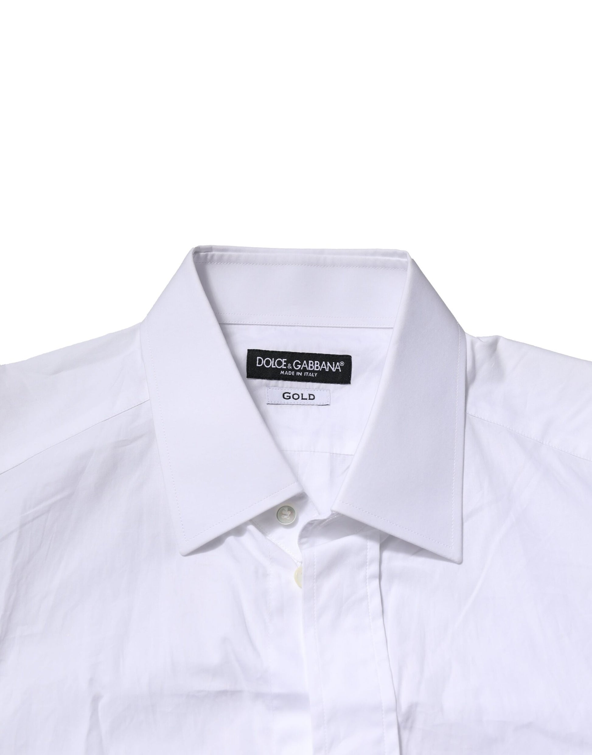 Chemise Habillée Manches Longues Dolce & Gabbana GOLD en Coton Blanc