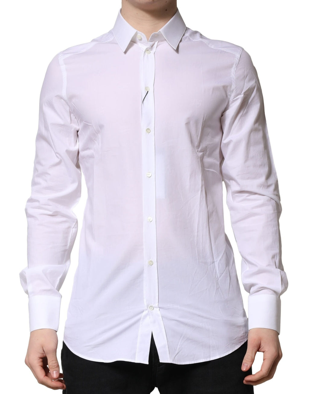 Chemise Habillée Manches Longues Dolce & Gabbana GOLD en Coton Blanc