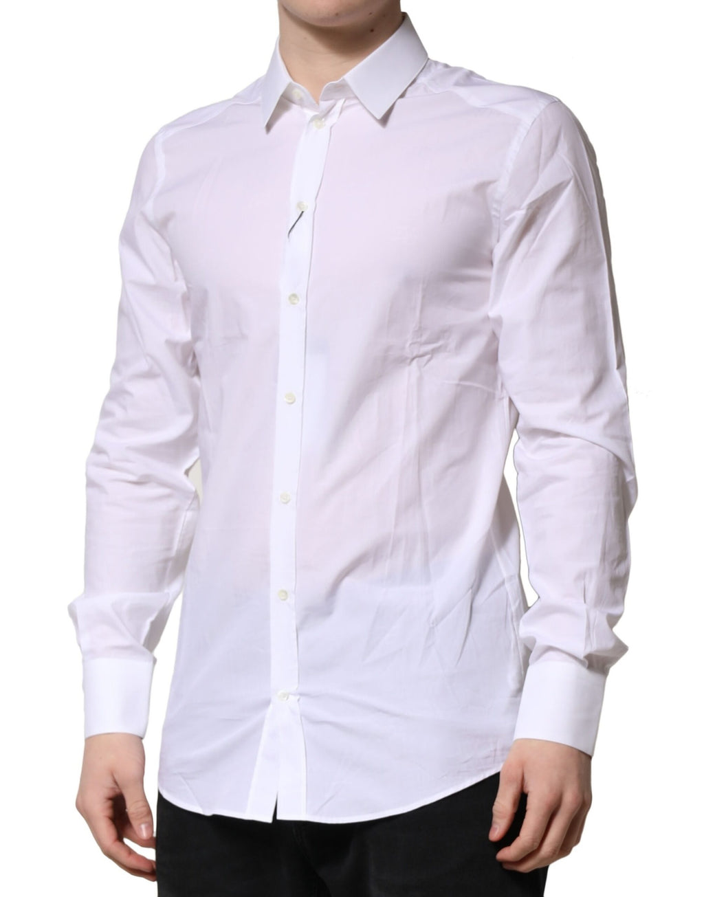Chemise Habillée Manches Longues Dolce & Gabbana GOLD en Coton Blanc