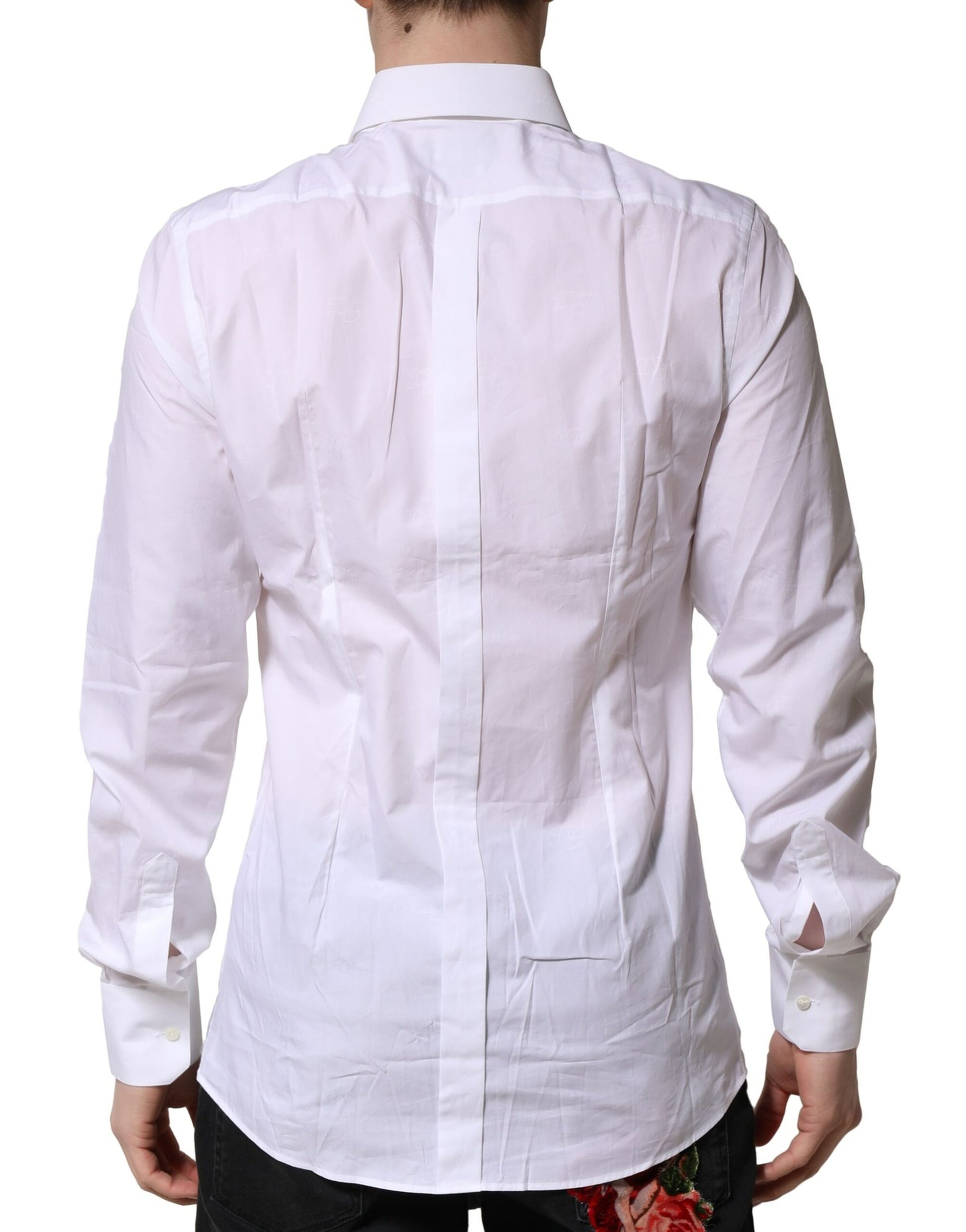 Chemise Habillée Manches Longues Dolce & Gabbana GOLD en Coton Blanc