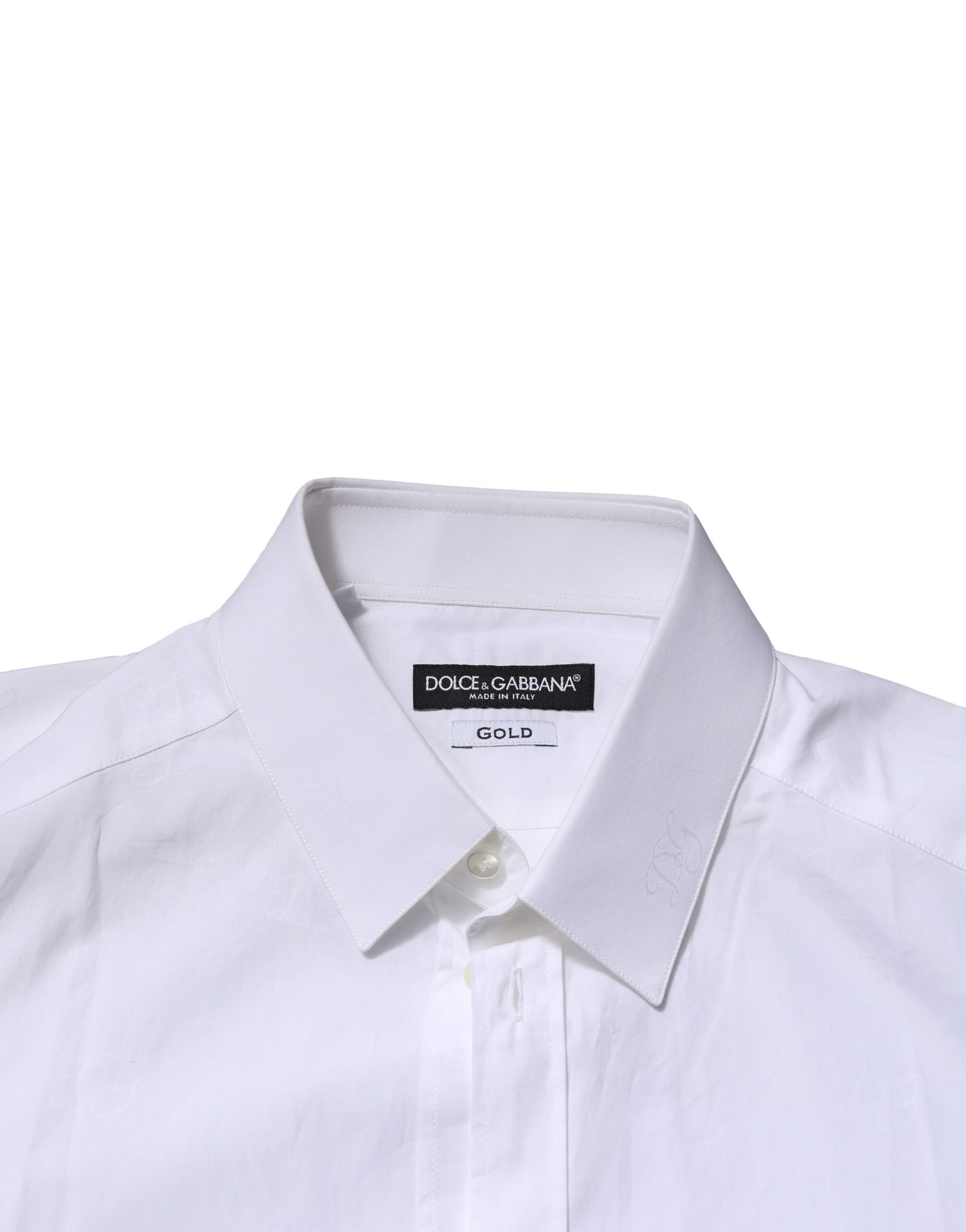 Chemise Habillée Manches Longues Dolce & Gabbana GOLD en Coton Blanc