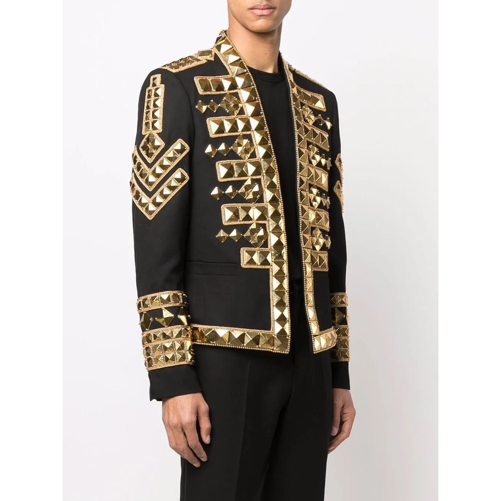 Balmain Schwarzer Acetat-Herrenblazer