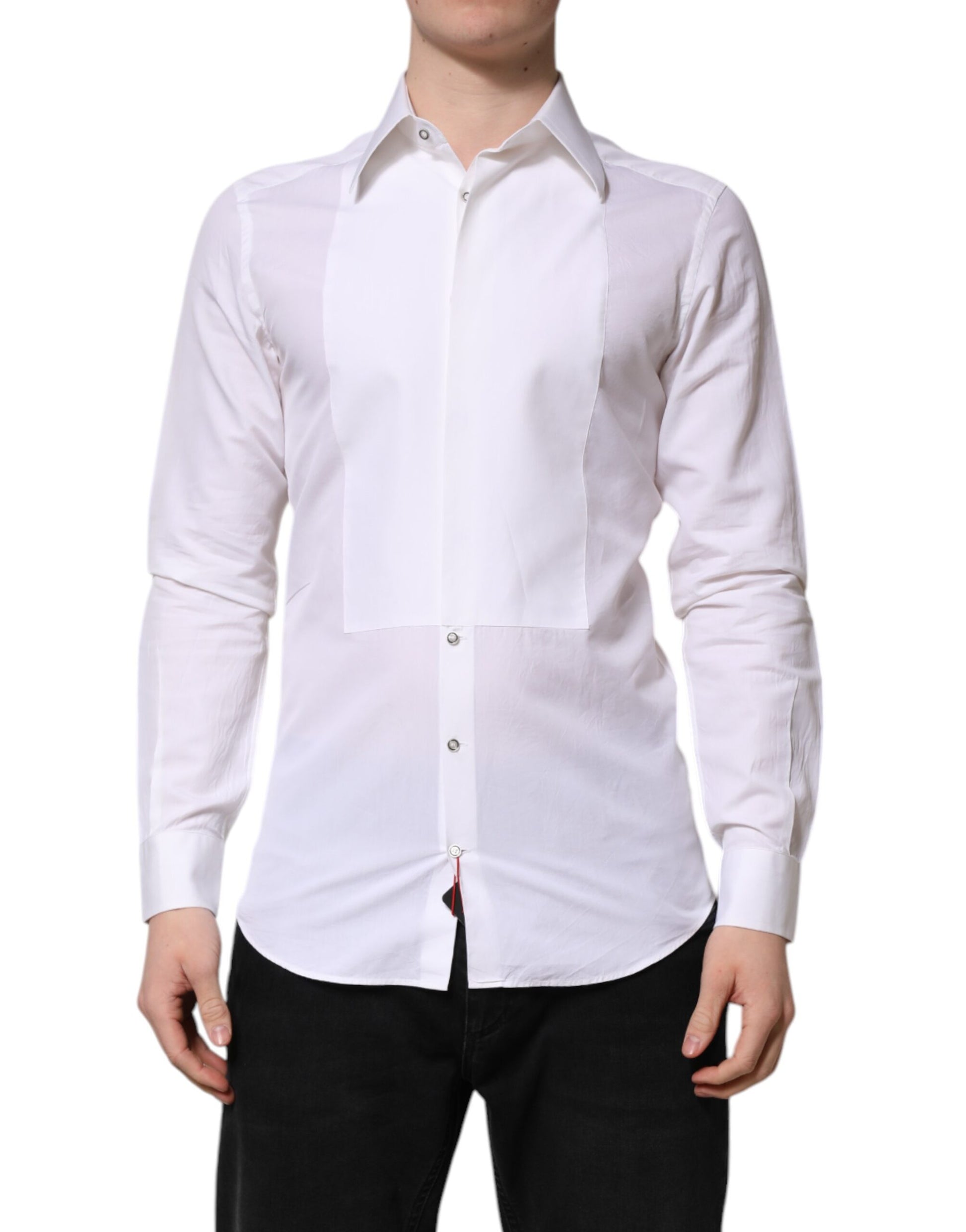 Chemise habillée Dolce & Gabbana en popeline de coton GOLD blanche